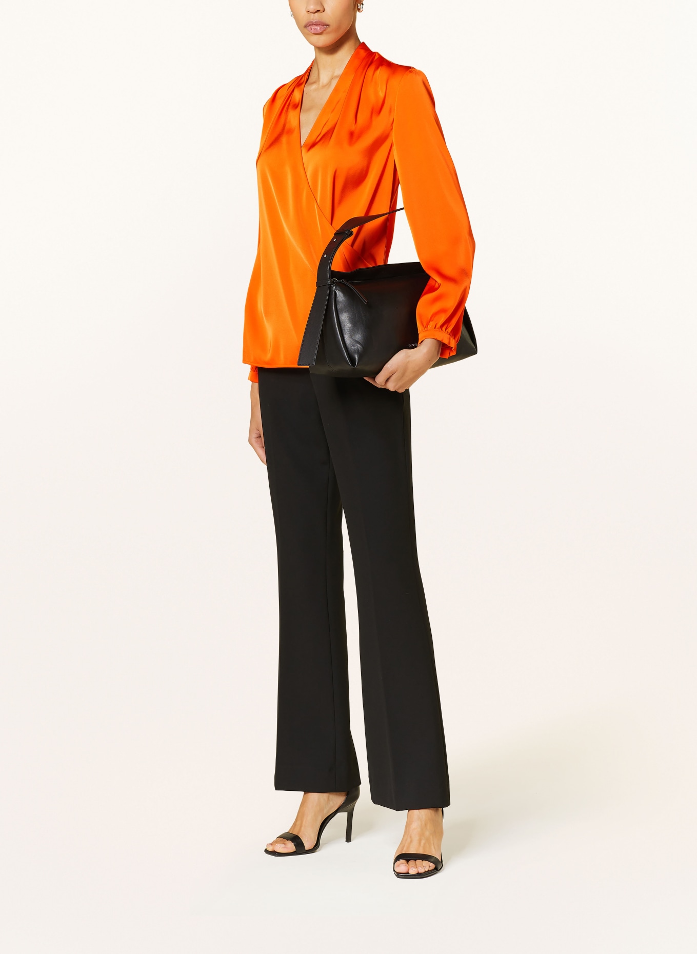 Calvin Klein Bluzka w stylu kopertowym z satyny, Kolor: POMARAŃCZOWY (Obrazek 2)
