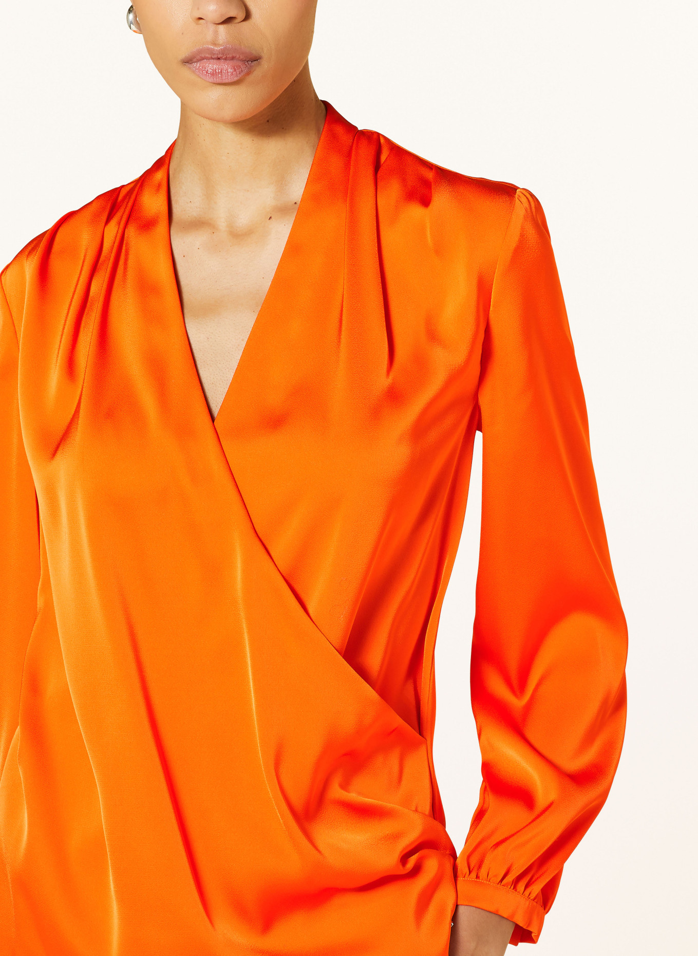 Calvin Klein Bluzka w stylu kopertowym z satyny, Kolor: POMARAŃCZOWY (Obrazek 4)