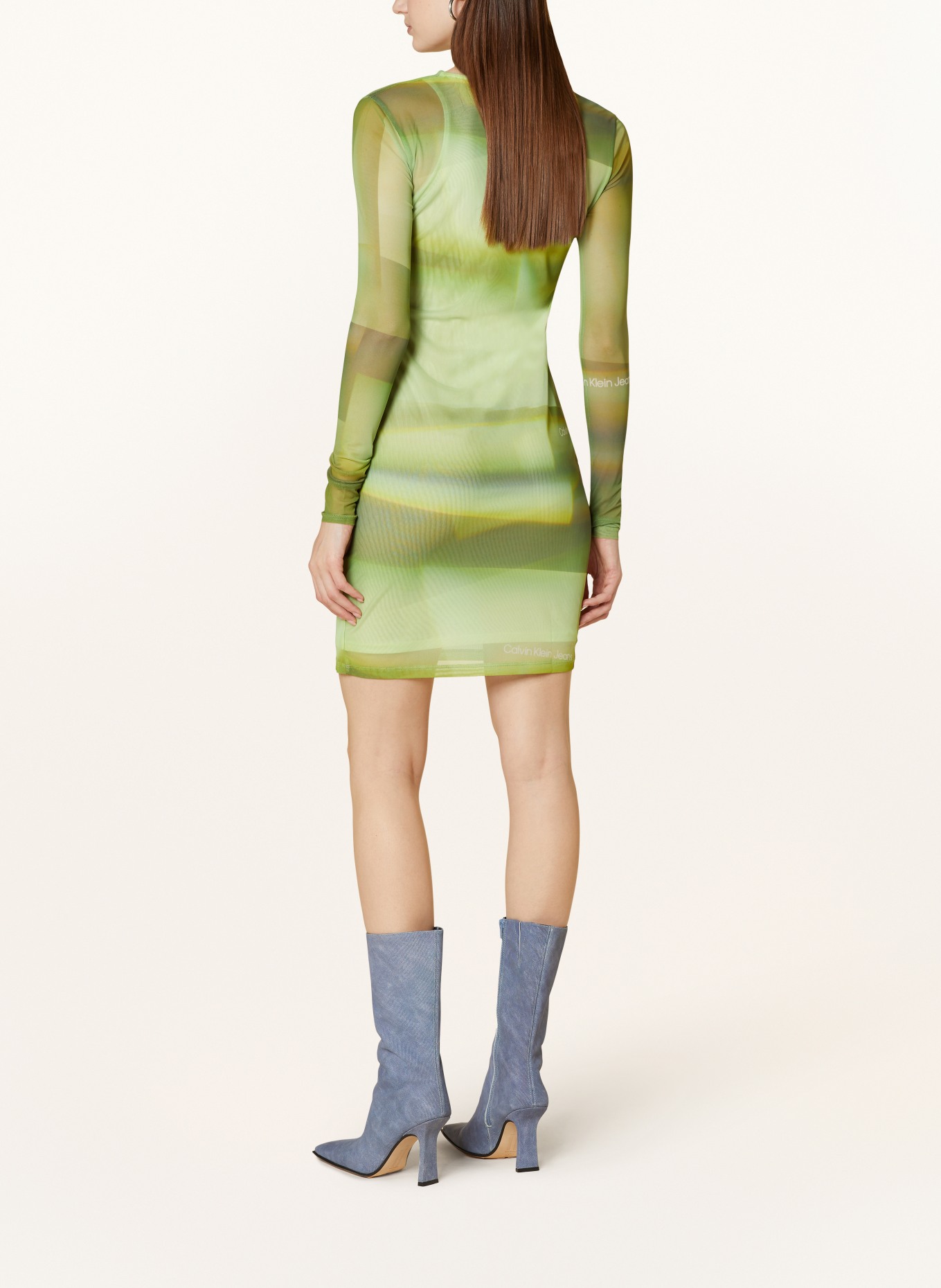Calvin Klein Jeans Mesh-Kleid, Farbe: GRÜN/ HELLGRÜN/ HELLGELB (Bild 3)