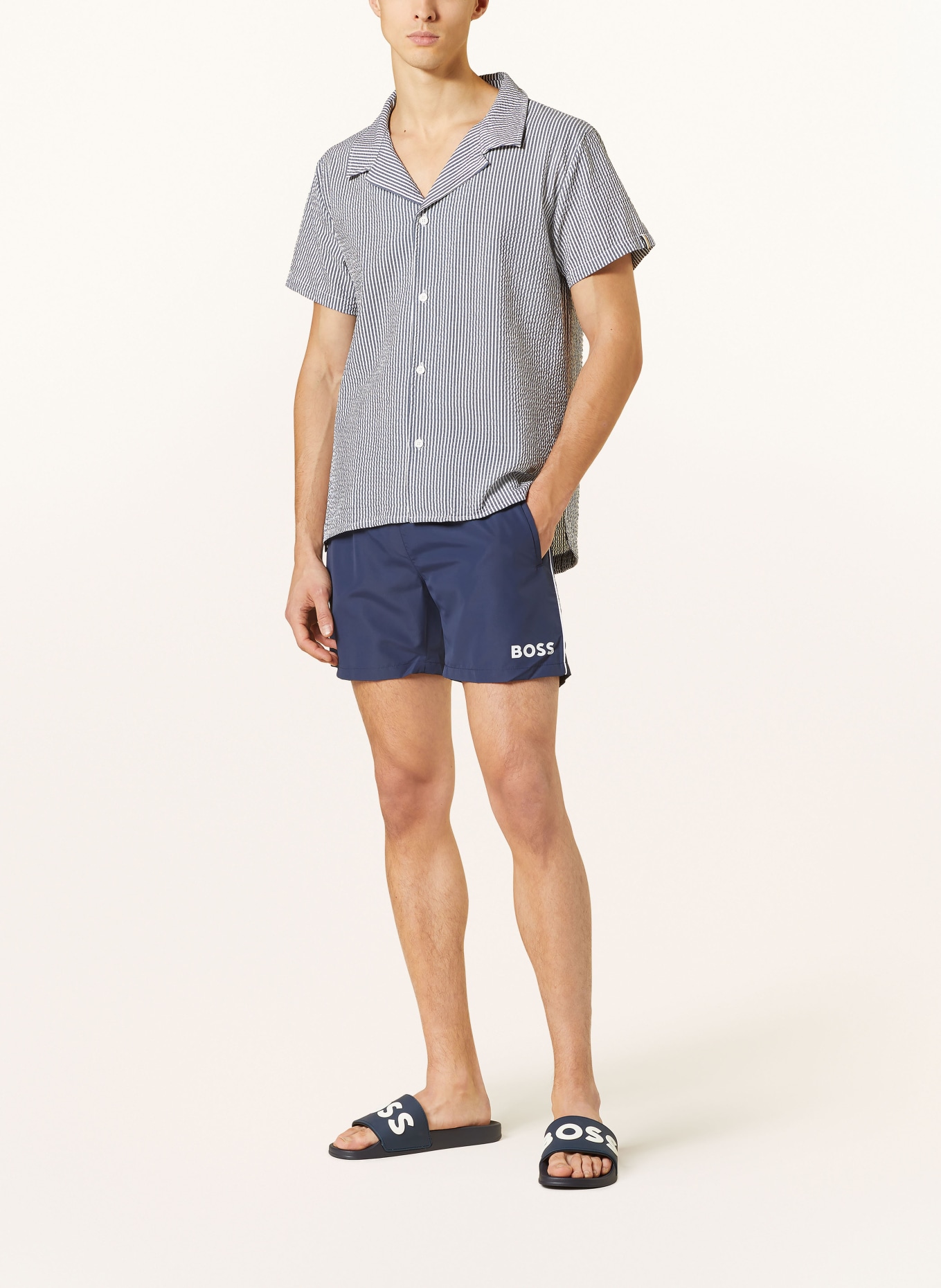 BOSS Resort shirt BEACH comfort fit, Color: DARK BLUE/ WHITE (Image 2)