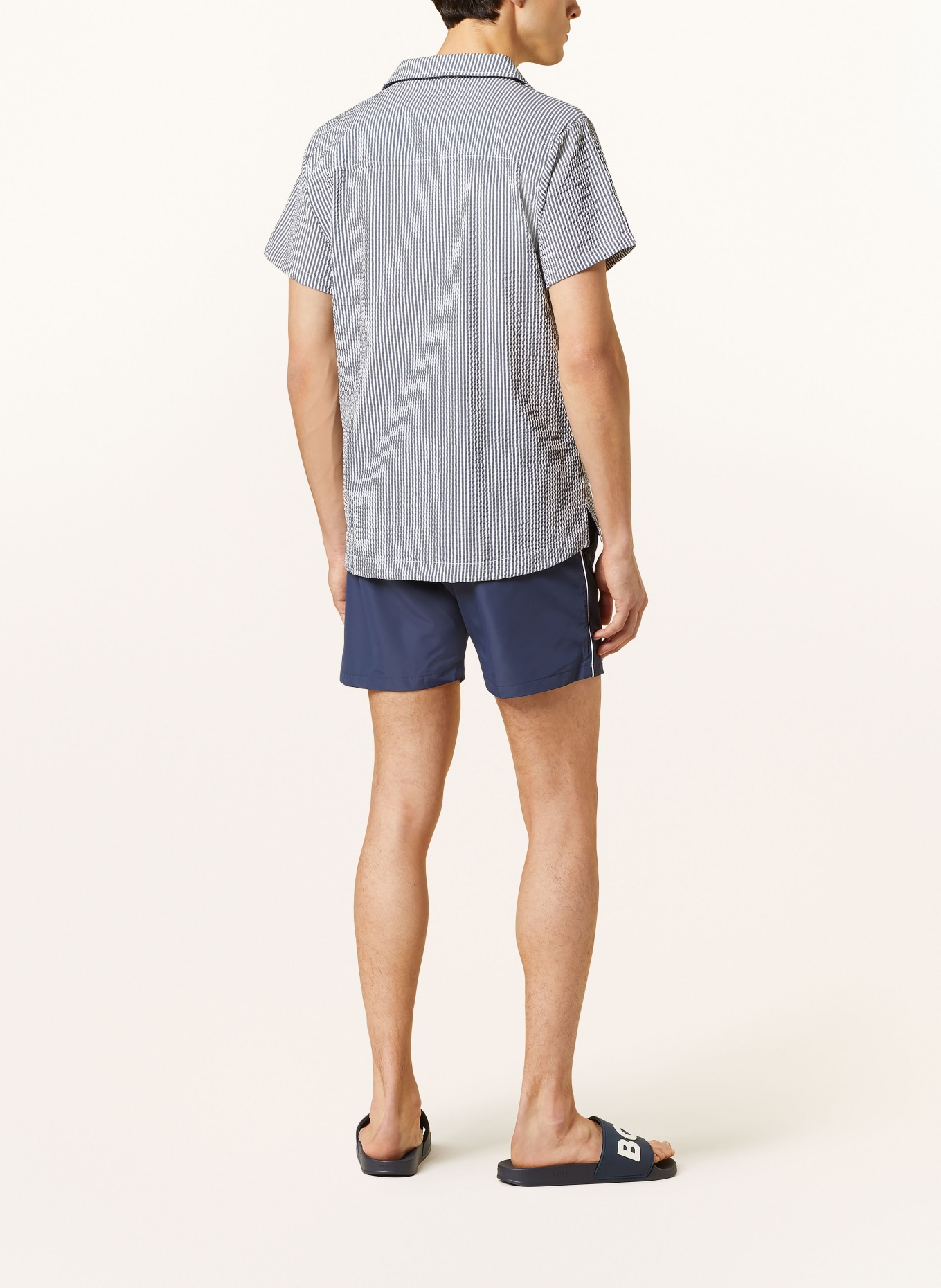BOSS Koszula z klapami BEACH comfort fit, Kolor: GRANATOWY/ BIAŁY (Obrazek 3)