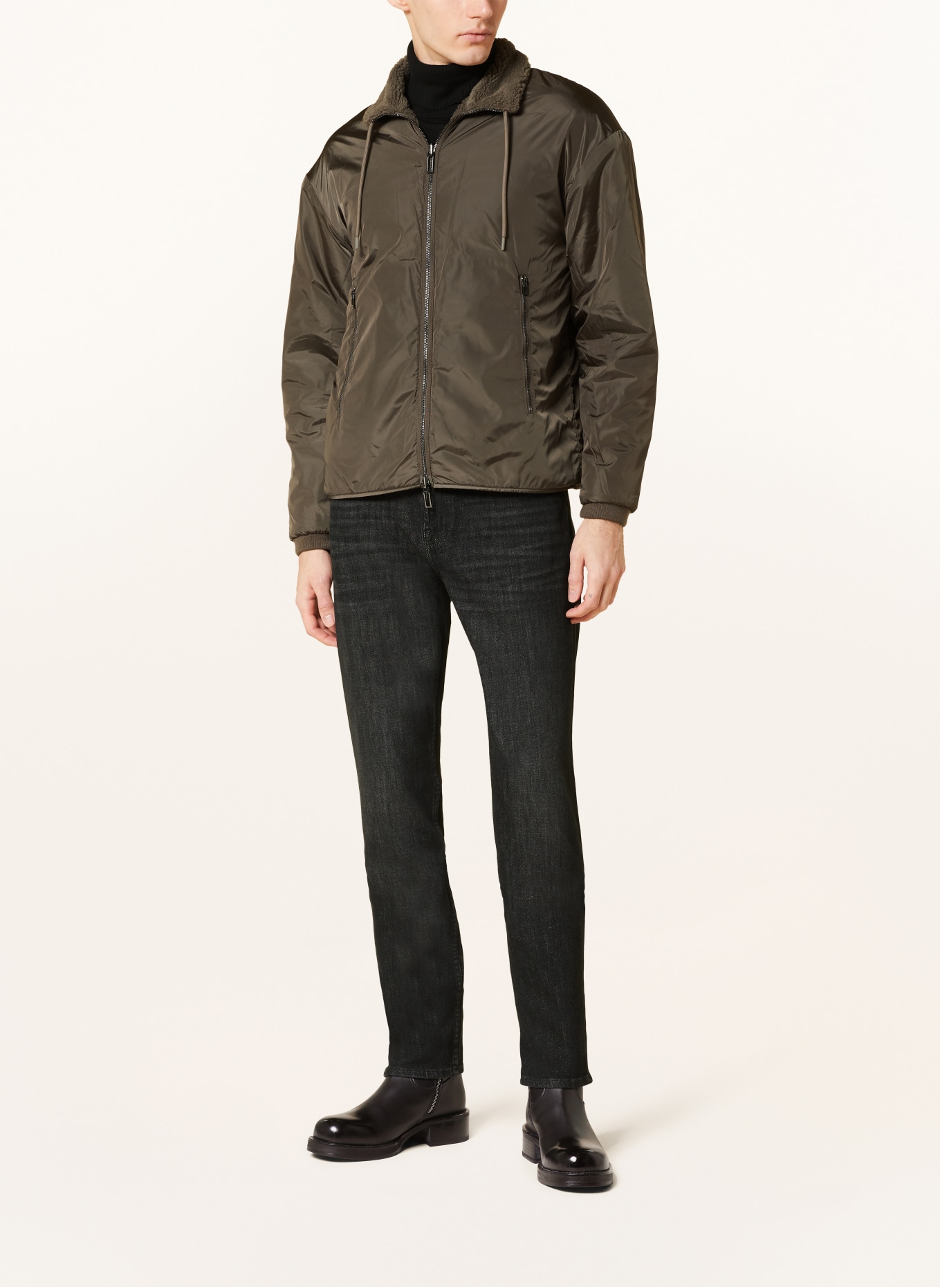 EMPORIO ARMANI Reversible teddy jacket in dark brown