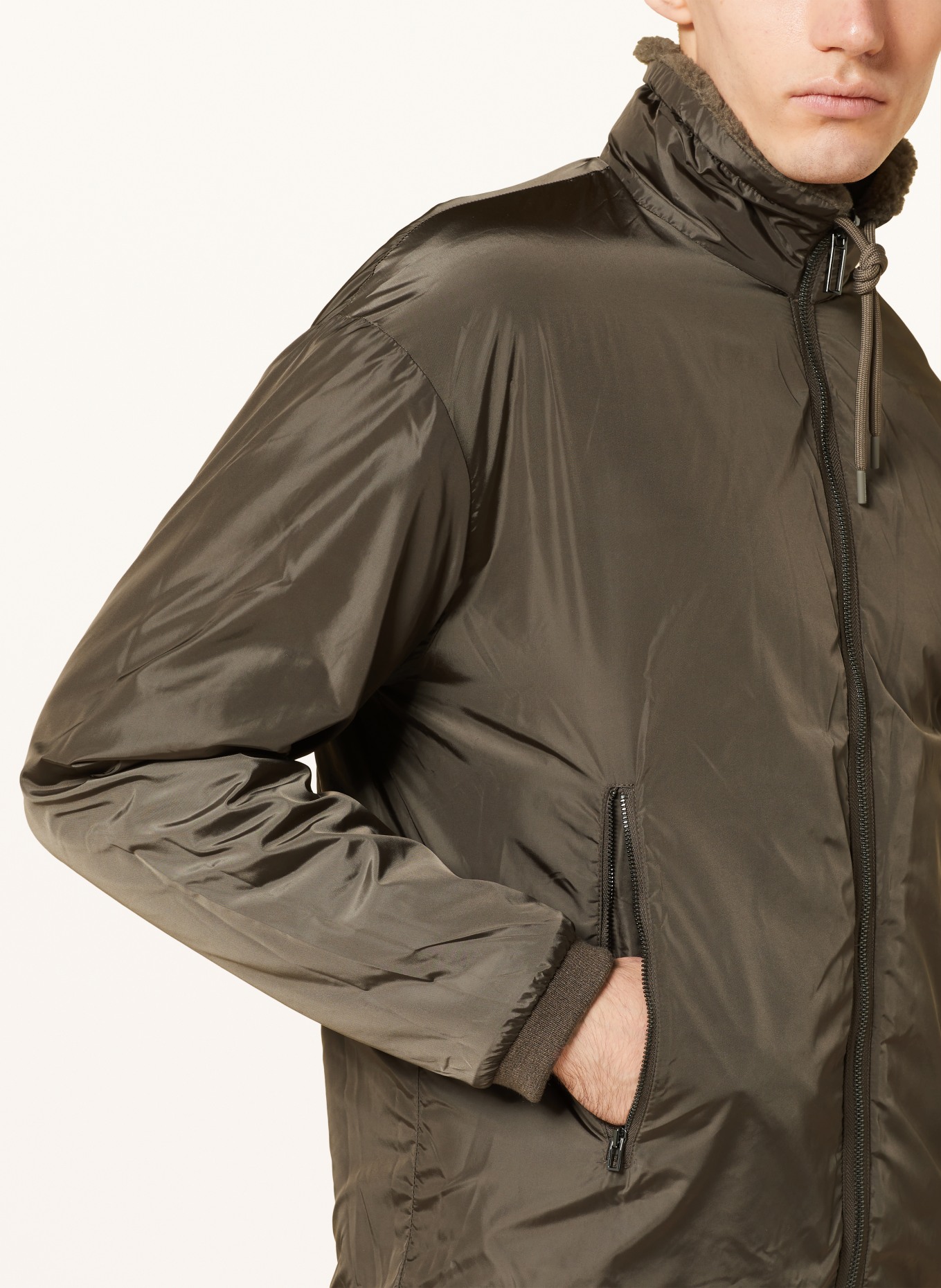 EMPORIO ARMANI Reversible teddy jacket in dark brown