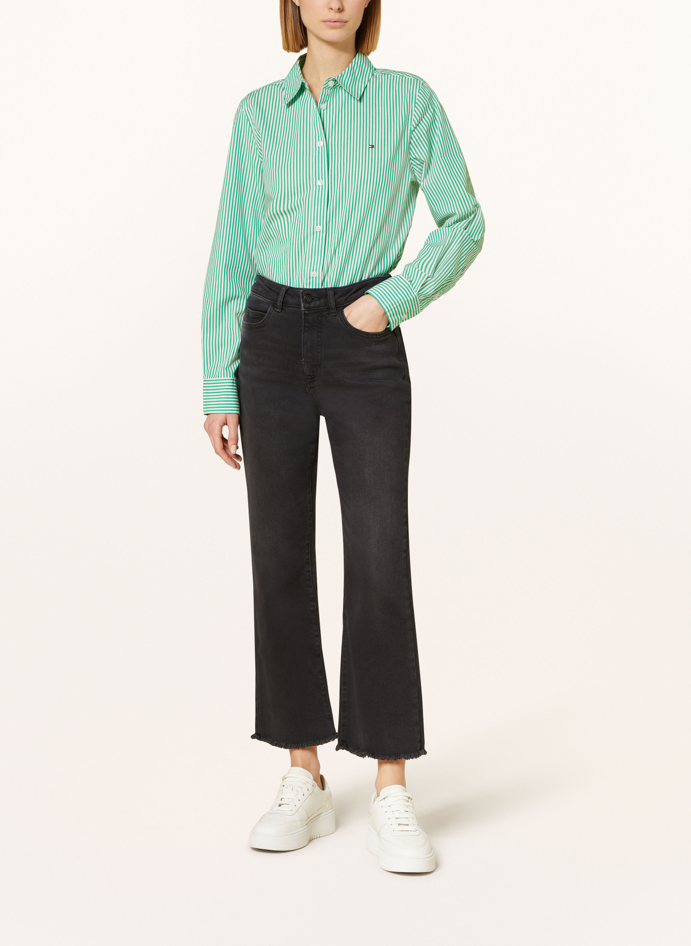 TOMMY HILFIGER Shirt blouse, Color: GREEN/ WHITE (Image 2)