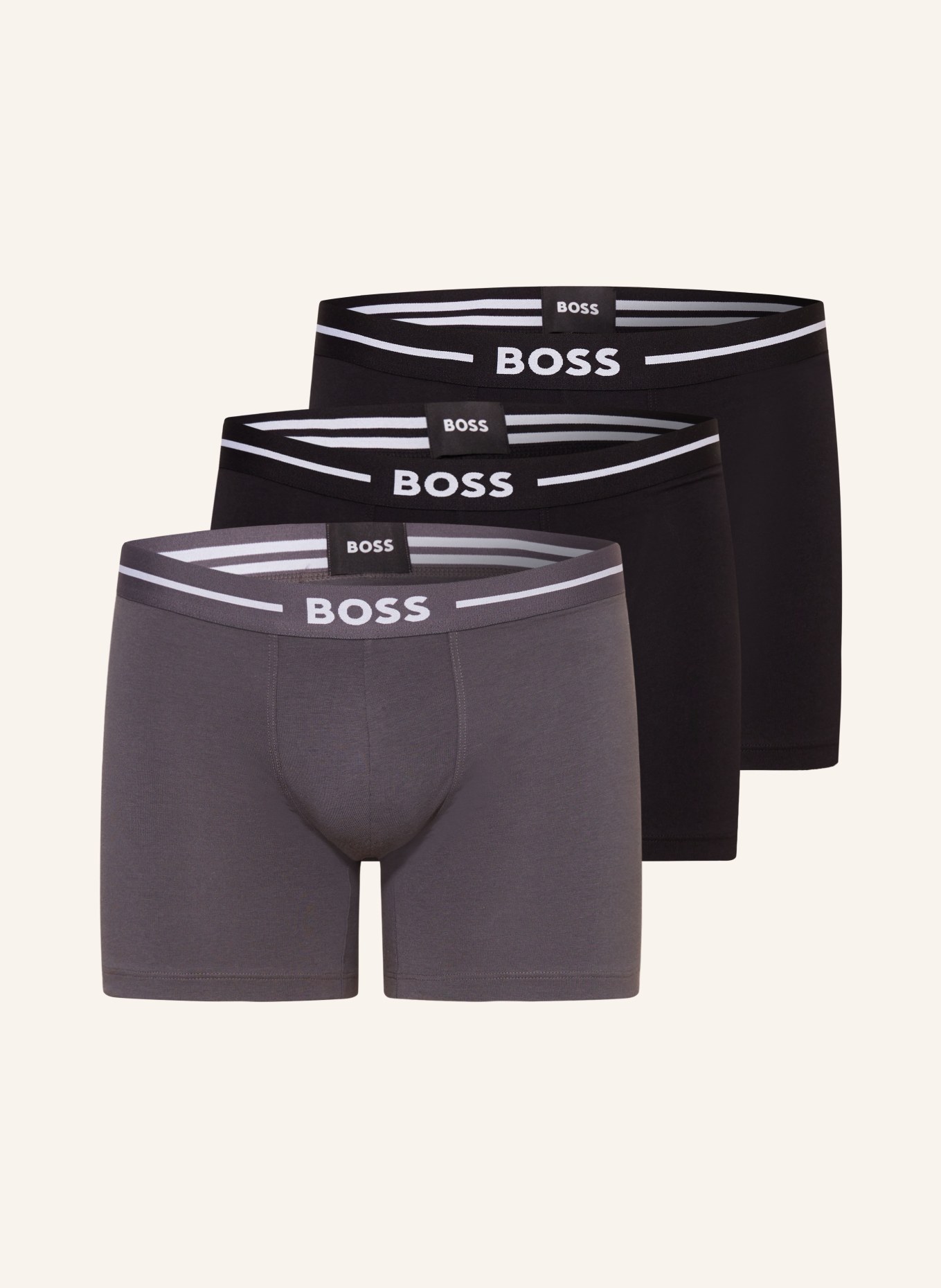 BOSS 3er-Pack Boxershorts, Farbe: GRAU/ SCHWARZ/ DUNKELBLAU (Bild 1)