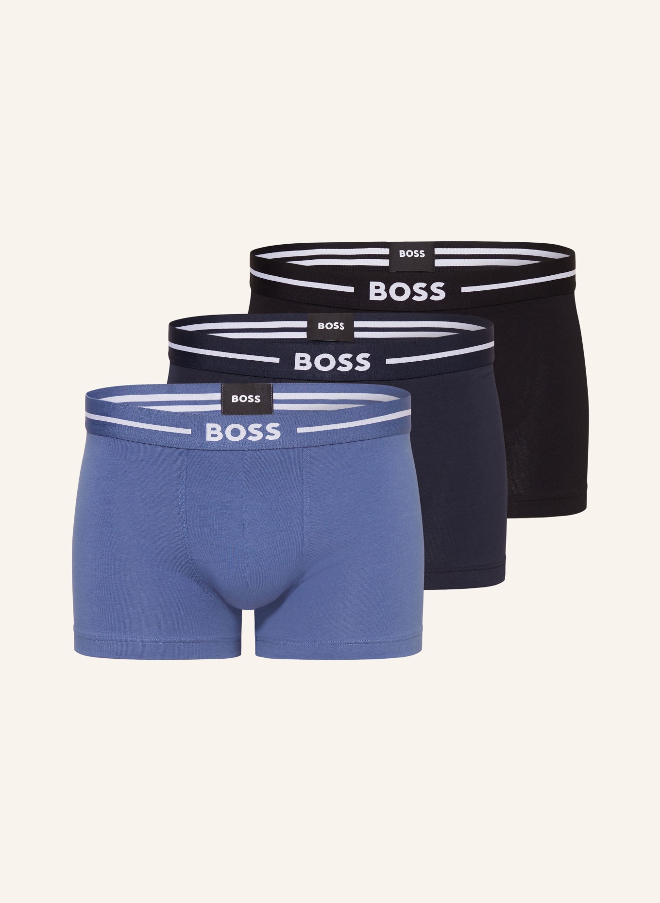 BOSS 3-pack boxer shorts, Color: BLACK/ DARK BLUE/ BLUE GRAY (Image 1)