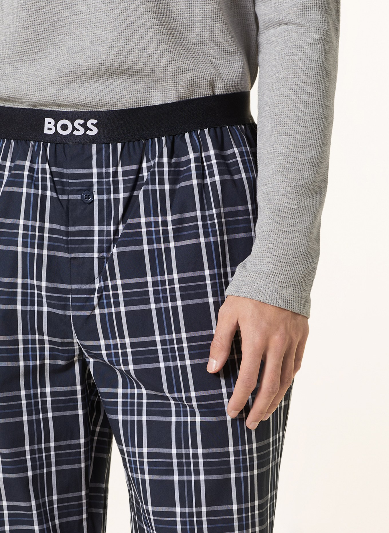 BOSS Pajama pants URBAN PANTS, Color: DARK BLUE/ WHITE (Image 5)