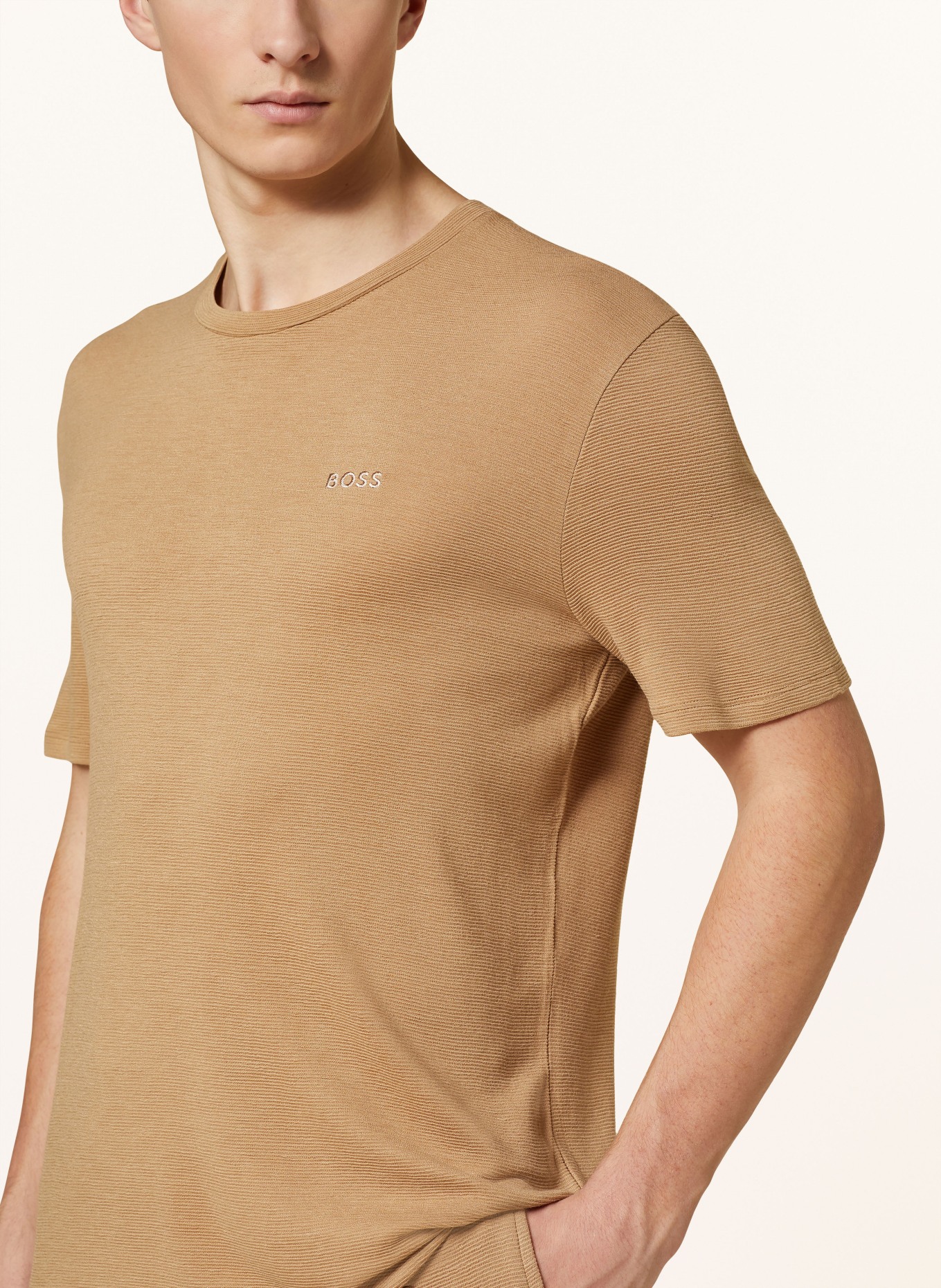 BOSS Pyžamové tričko, Barva: BÉŽOVÁ (Obrázek 4)