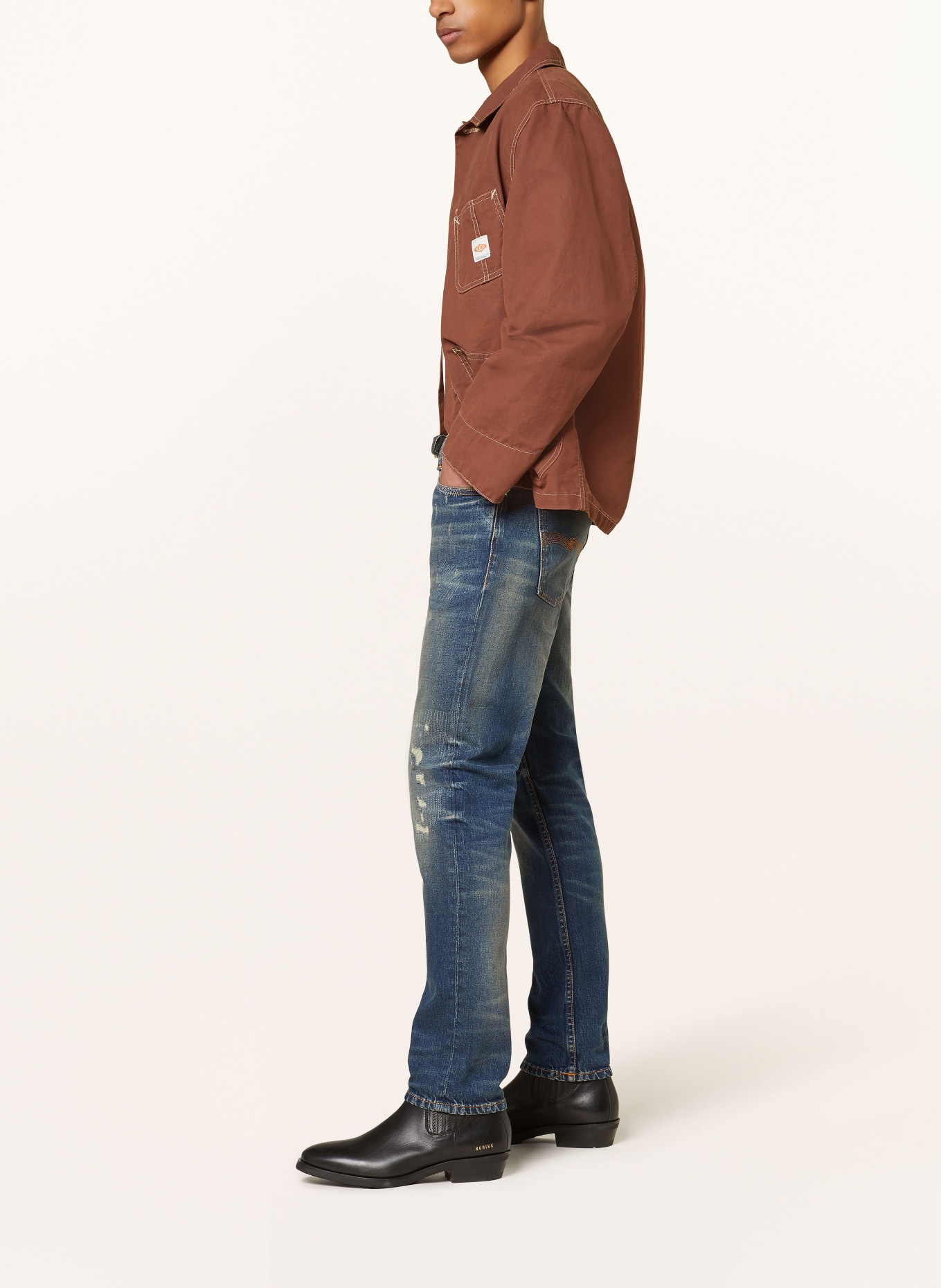 Nudie Jeans Džíny v roztrhaném stylu LEAN DEAN Slim Fit, Barva: YESTERDAYS NEWS (Obrázek 4)