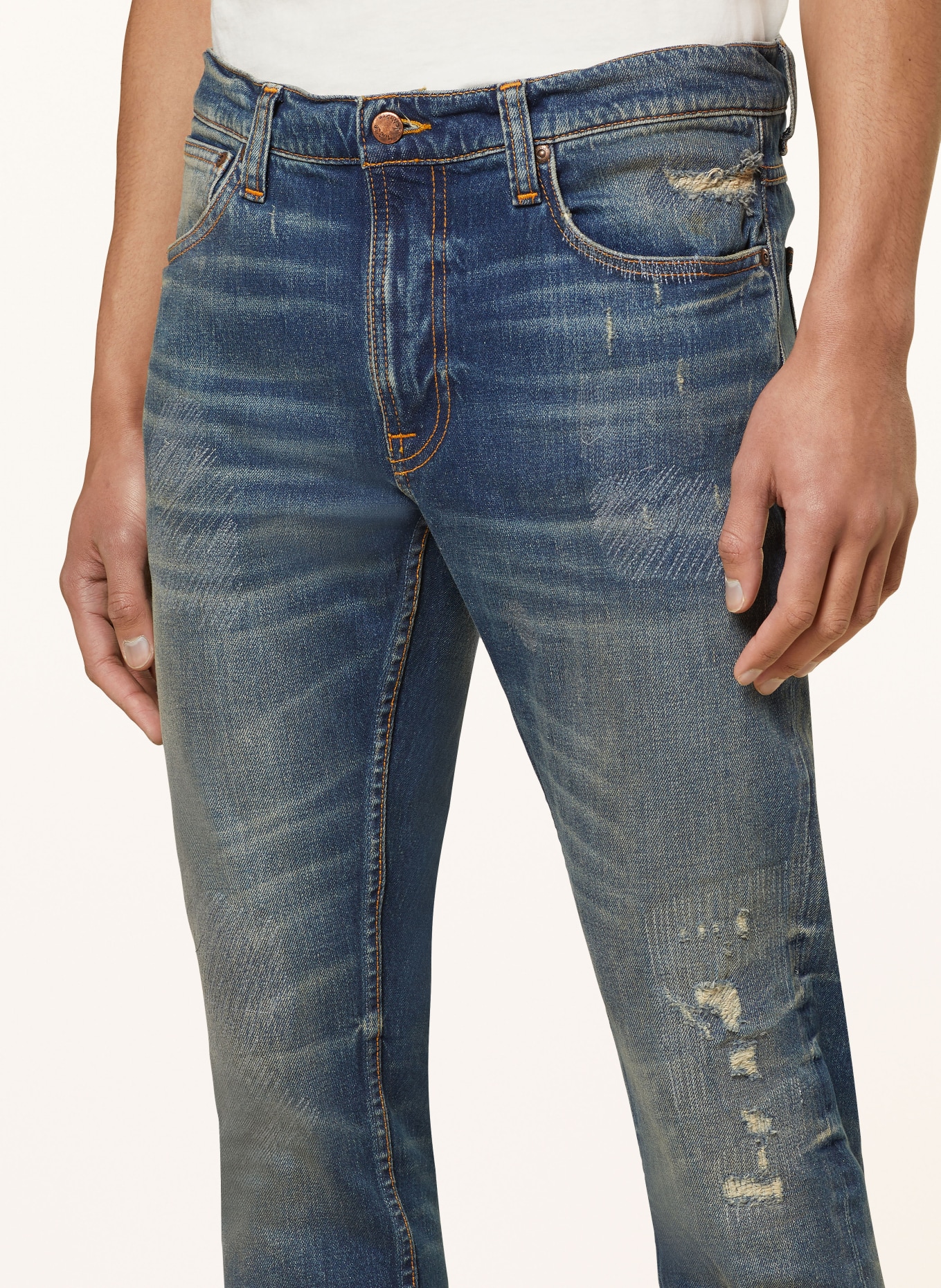 Nudie Jeans Džíny v roztrhaném stylu LEAN DEAN Slim Fit, Barva: YESTERDAYS NEWS (Obrázek 5)