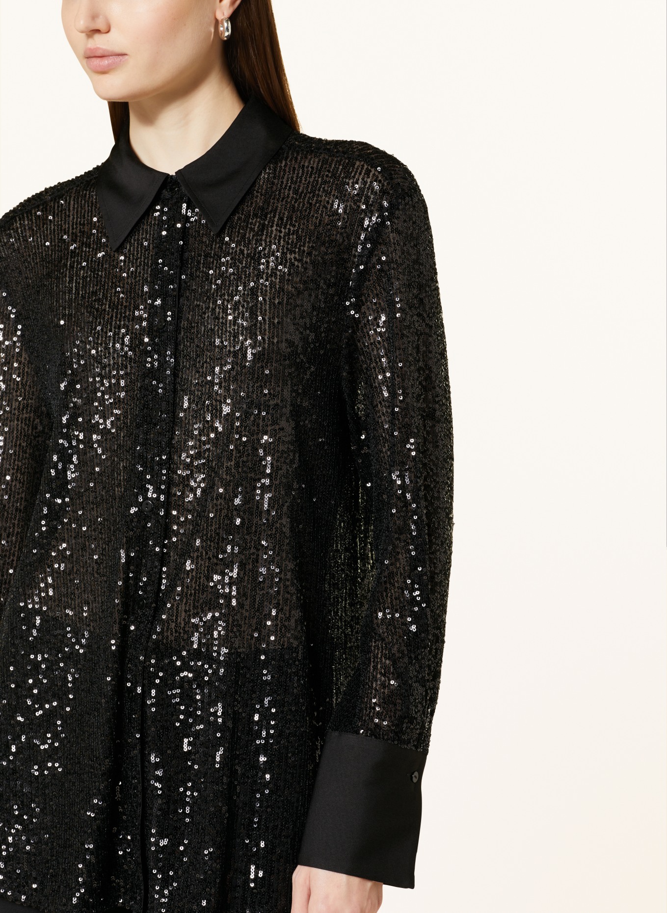 Grace Shirt blouse with sequins, Color: BLACK (Image 4)