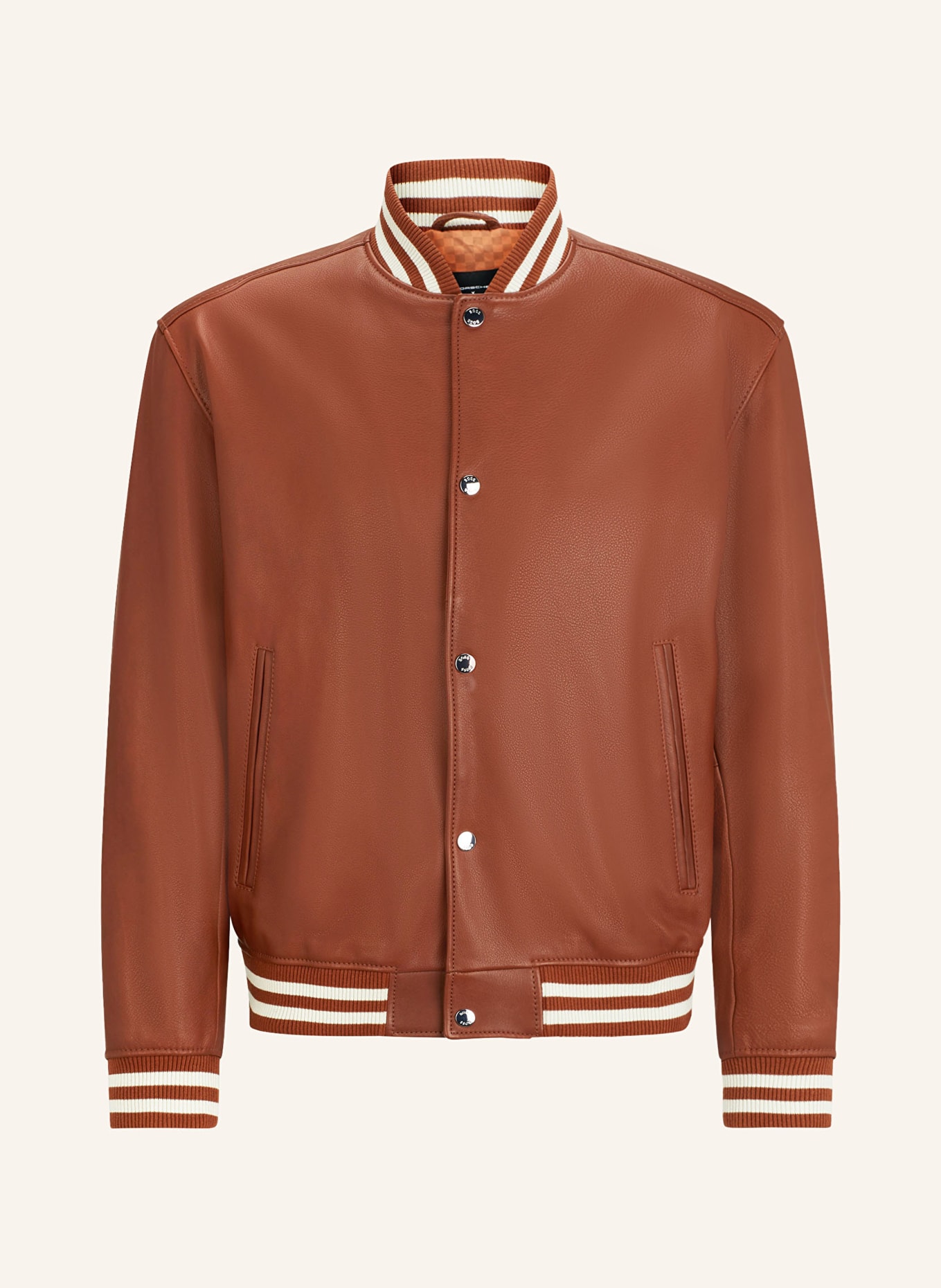 BOSS Leather bomber jacket MORLO, Color: COGNAC (Image 1)