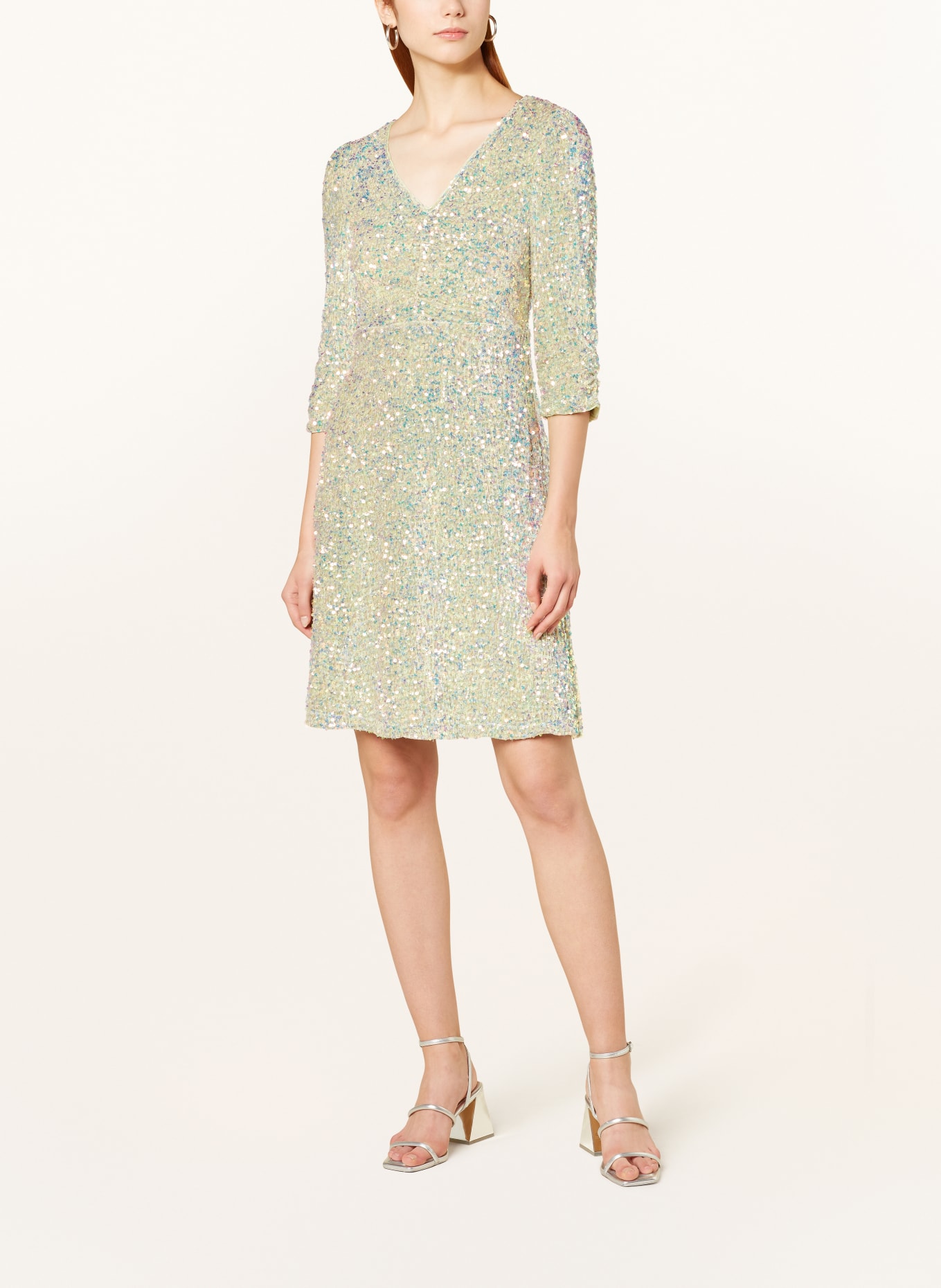 lollys laundry Dress HAVANNA with sequins and 3/4 sleeves, Color: LIGHT GREEN/ MINT (Image 2)