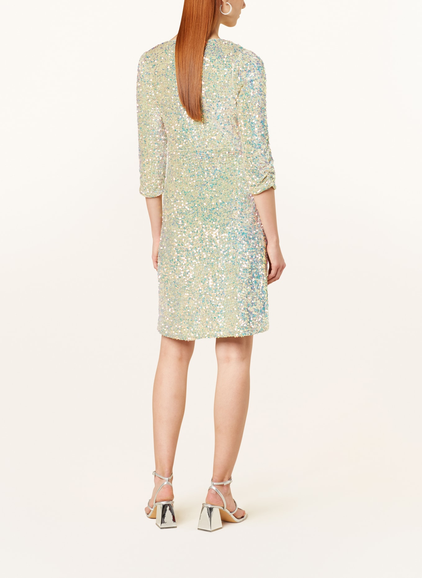 lollys laundry Dress HAVANNA with sequins and 3/4 sleeves, Color: LIGHT GREEN/ MINT (Image 3)