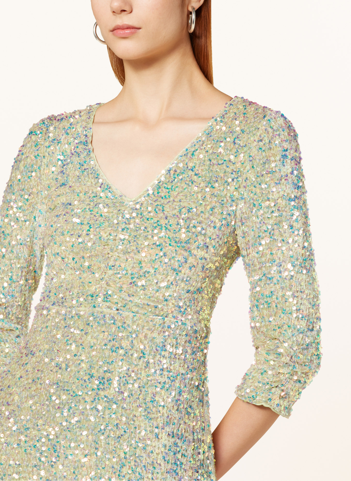 lollys laundry Dress HAVANNA with sequins and 3/4 sleeves, Color: LIGHT GREEN/ MINT (Image 4)