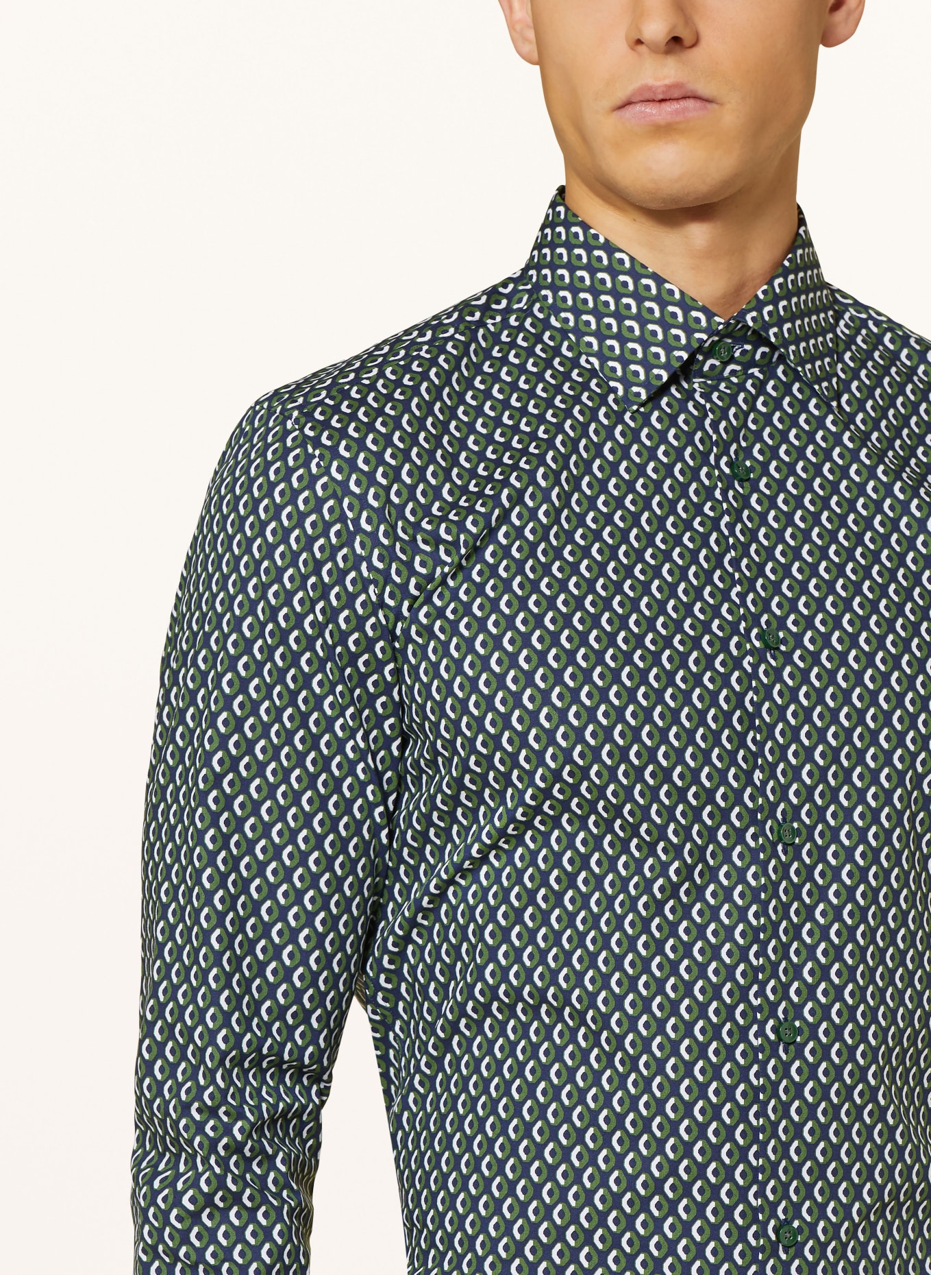 BOSS Shirt HANK slim fit, Color: GREEN/ BLUE (Image 4)