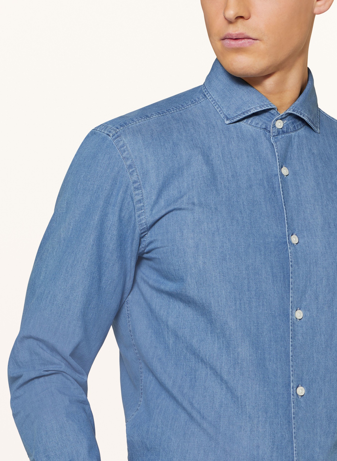 BOSS Shirt HANK casual fit in denim look, Color: BLUE (Image 4)