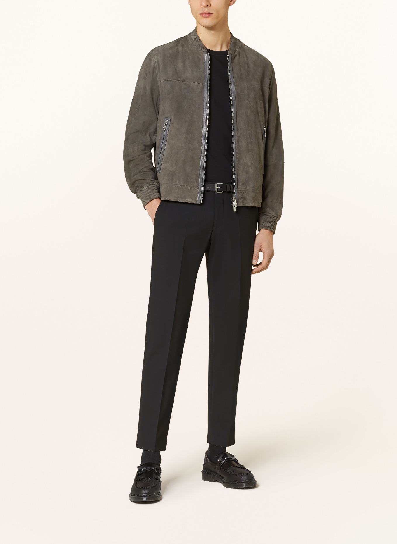 BOSS Leather jacket MALBANO, Color: GRAY (Image 2)