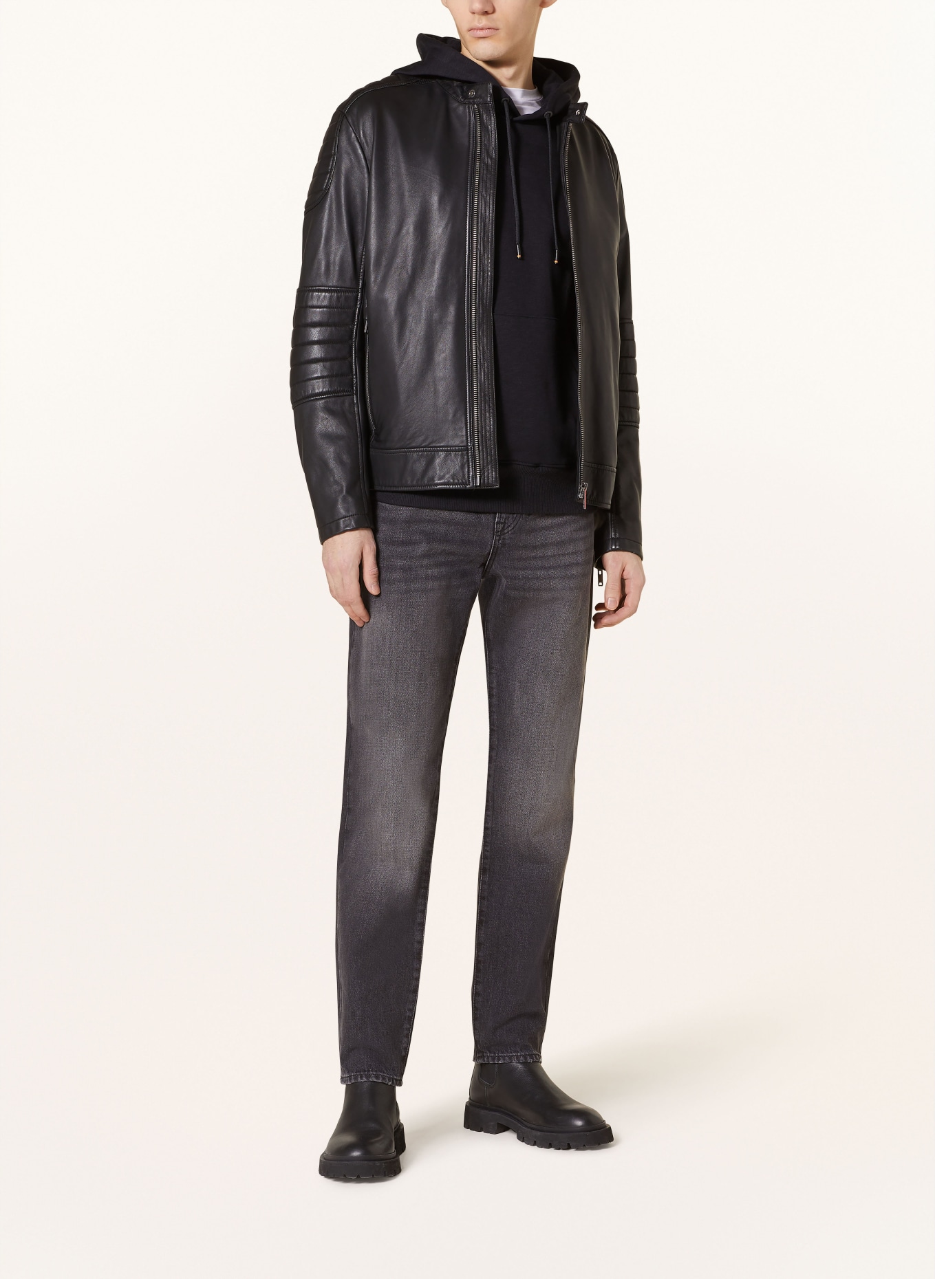 BOSS Leather jacket JOLUR, Color: BLACK (Image 2)
