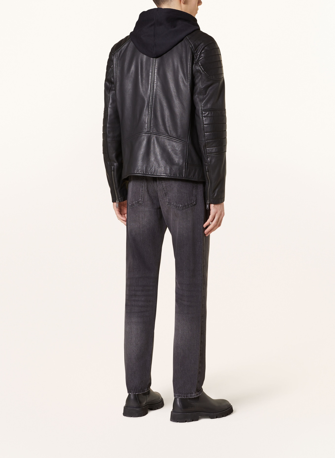 BOSS Leather jacket JOLUR, Color: BLACK (Image 3)