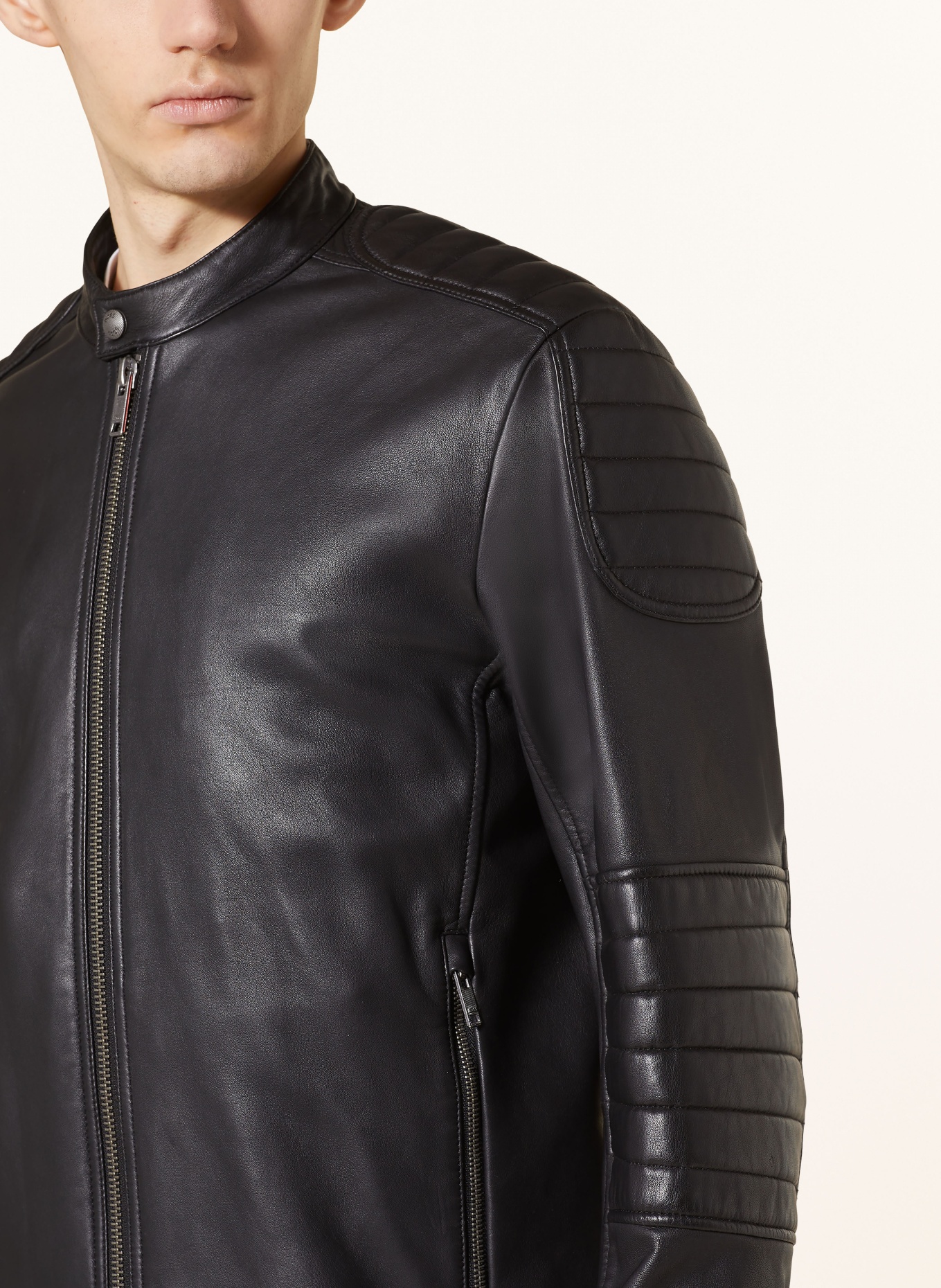 BOSS Leather jacket JOLUR, Color: BLACK (Image 4)