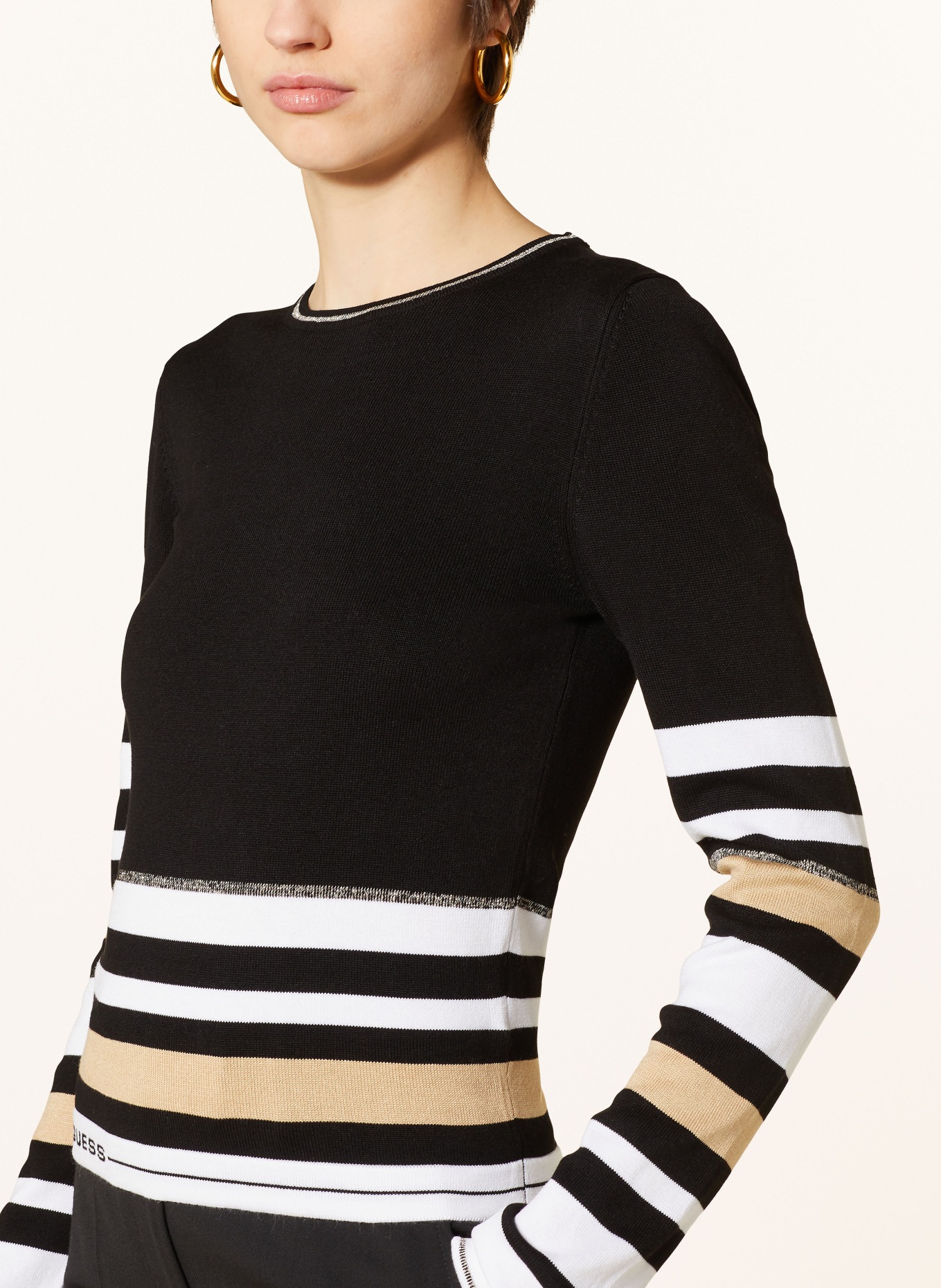 GUESS Sweater MAIA with glitter thread, Color: BLACK/ WHITE/ LIGHT BROWN (Image 4)