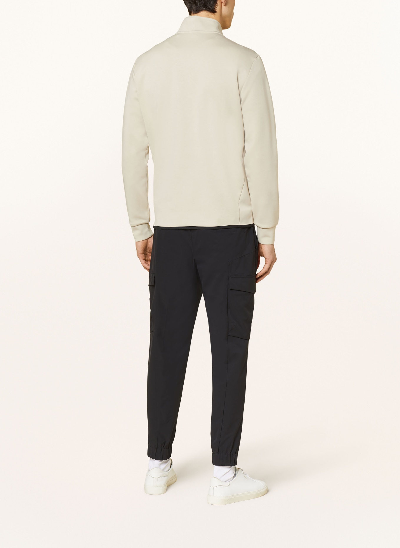 BOSS Half-zip sweater in sweatshirt fabric, Color: CREAM (Image 3)