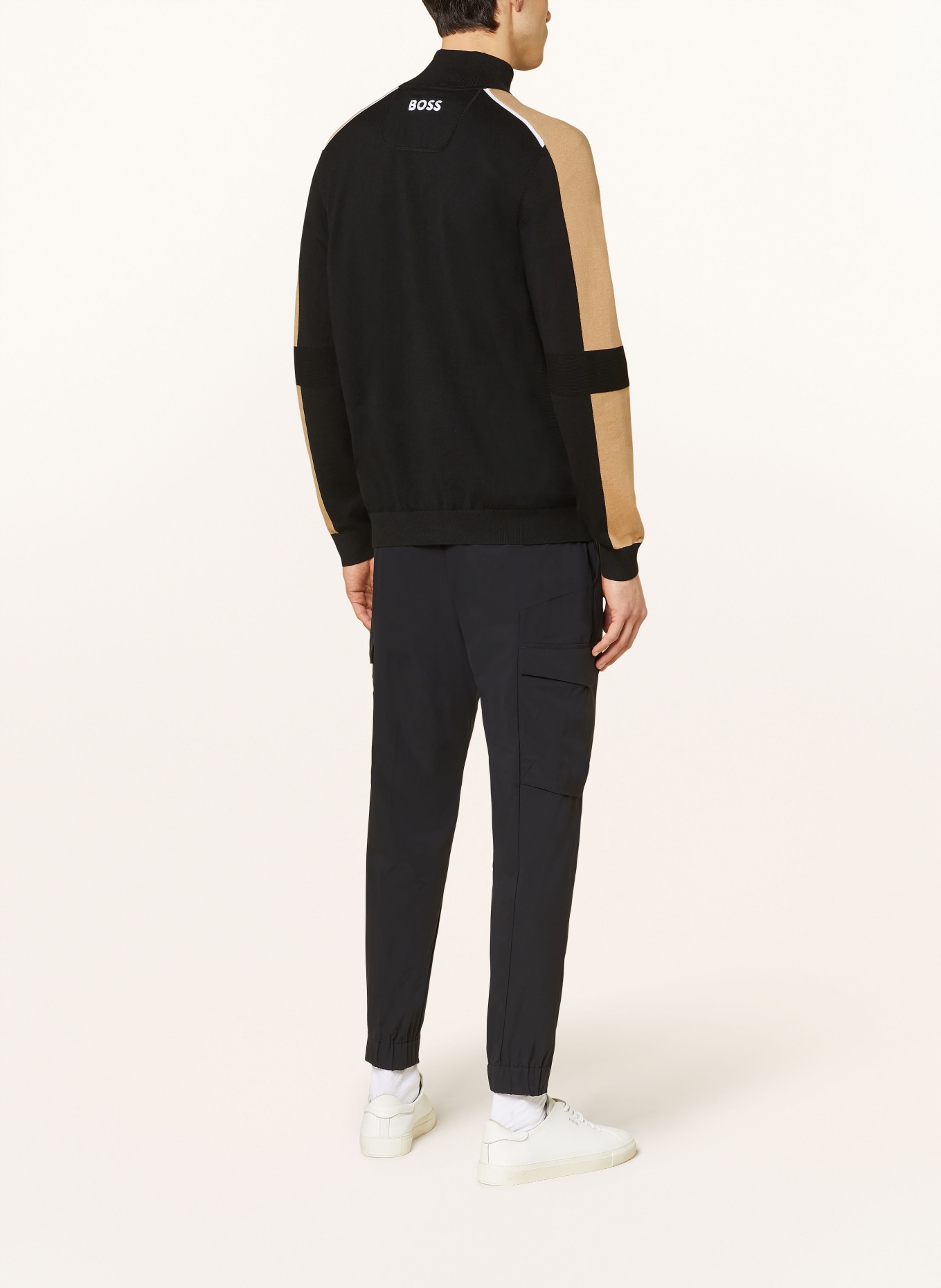 BOSS Half-zip sweater ZELCHIOR, Color: BLACK/ LIGHT BROWN (Image 3)