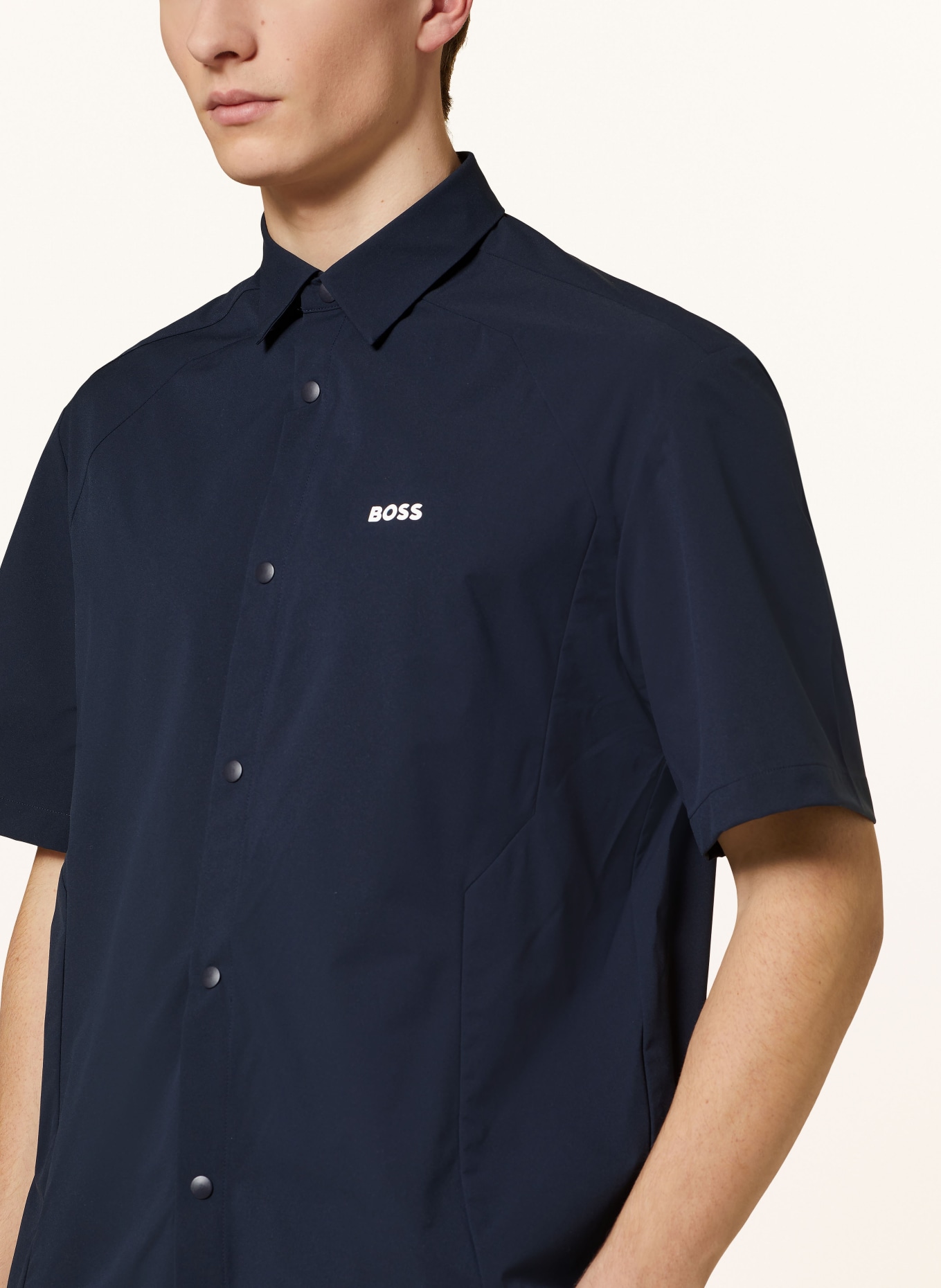 BOSS Short sleeve shirt BIZZ relaxed fit, Color: DARK BLUE (Image 4)