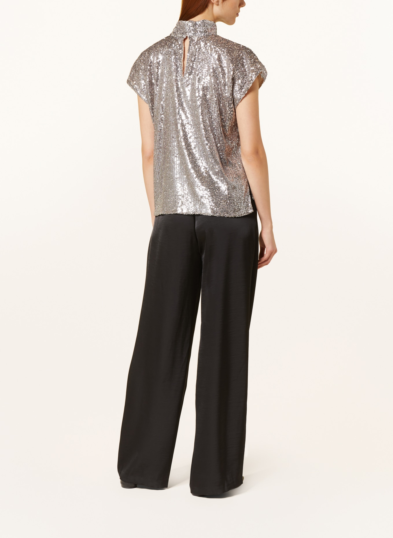 DRYKORN Blouse top ALARIA with sequins, Color: SILVER (Image 3)