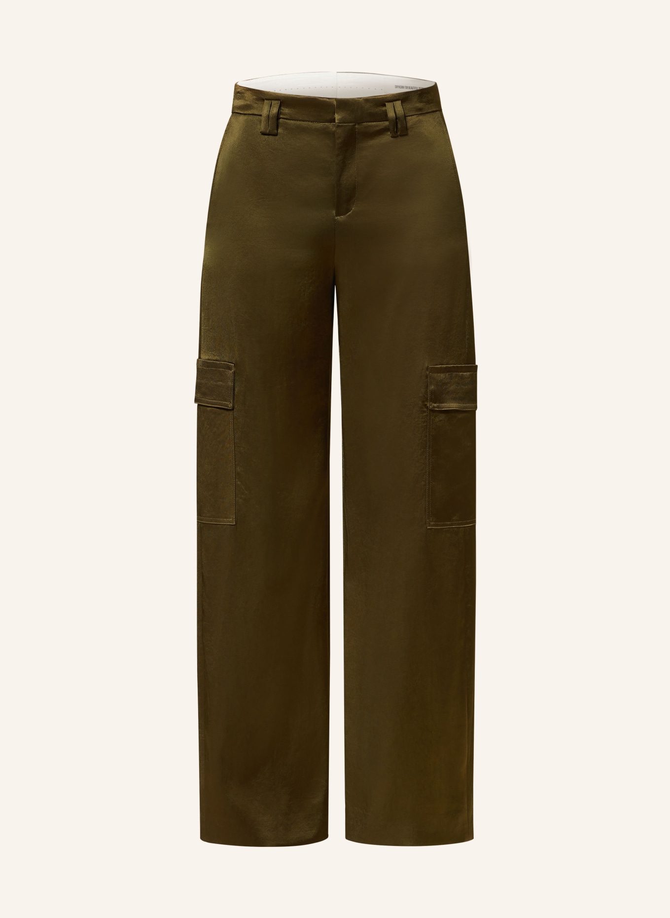 DRYKORN Cargo pants DUCTILE made of satin, Color: DARK GREEN (Image 1)