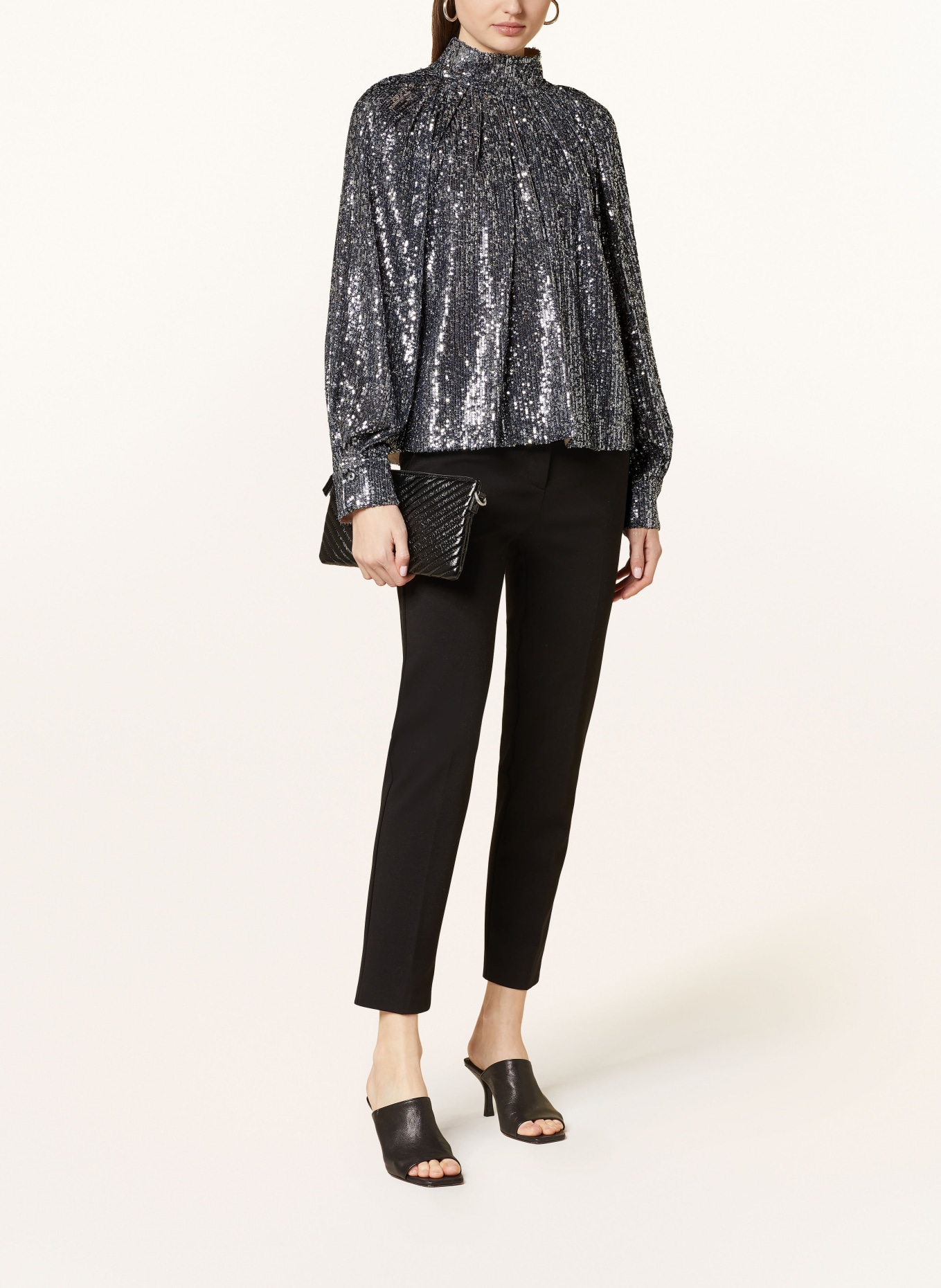 DRYKORN Shirt blouse DRUNA with sequins, Color: GRAY/ SILVER (Image 2)