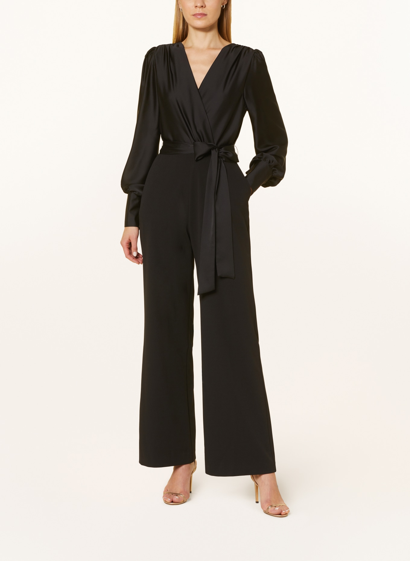 SWING Jumpsuit in mixed materials, Color: BLACK (Image 2)