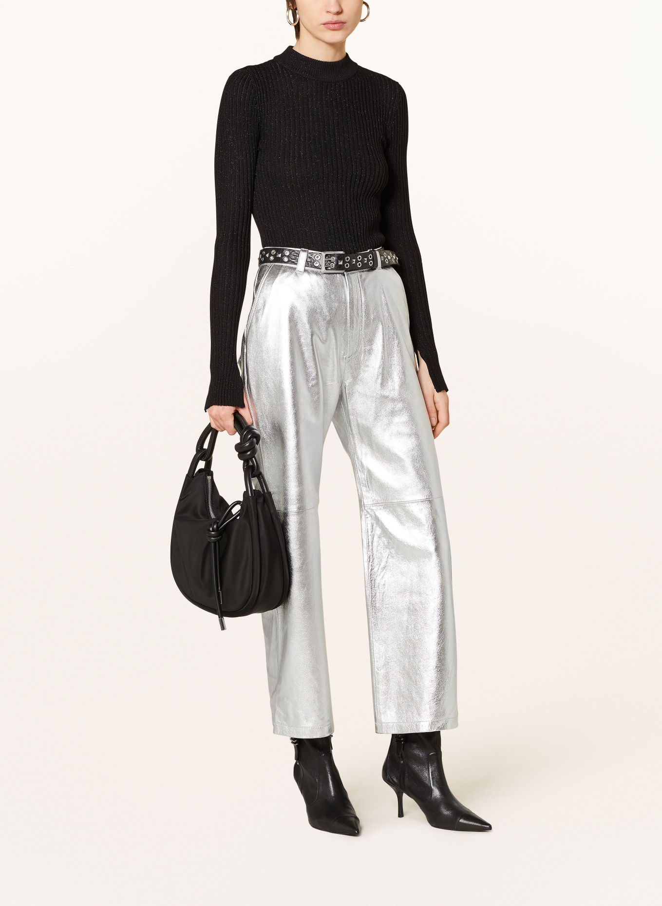 Pepe Jeans Leather trousers SASHA, Color: SILVER (Image 2)
