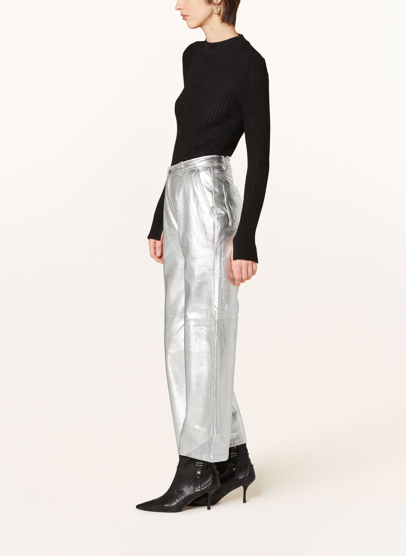Pepe Jeans Leather trousers SASHA, Color: SILVER (Image 4)