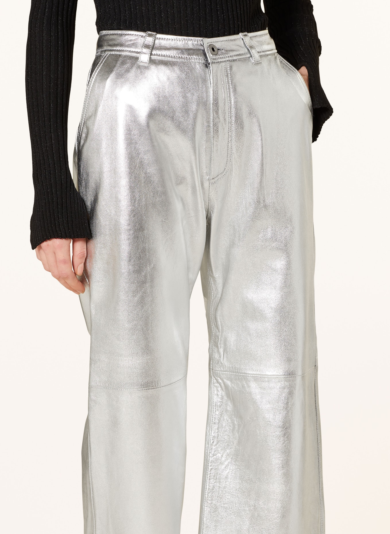 Pepe Jeans Leather trousers SASHA, Color: SILVER (Image 5)