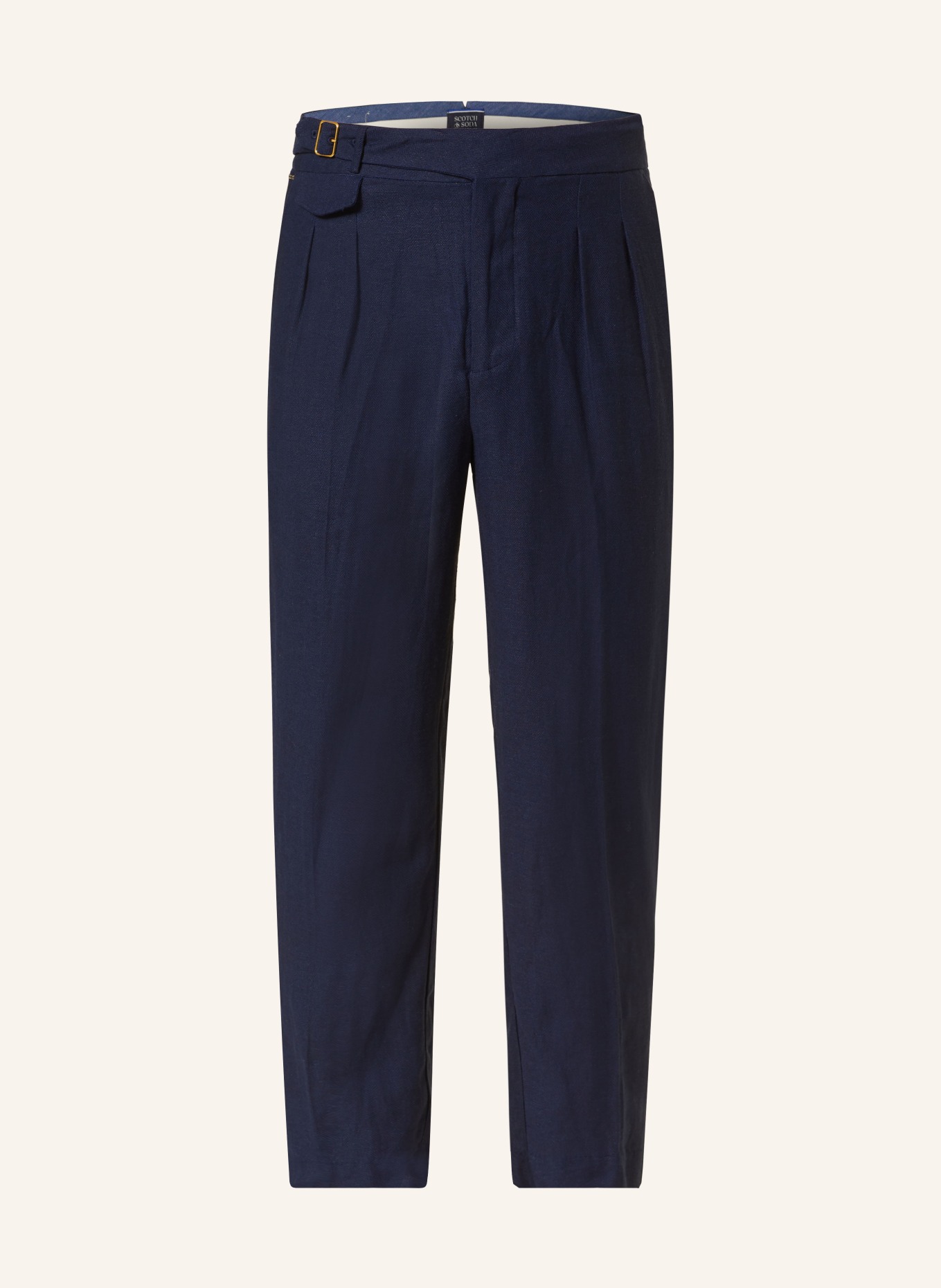 SCOTCH & SODA Spodnie garniturowe SEASONAL tapered fit z lnem, Kolor: GRANATOWY (Obrazek 1)
