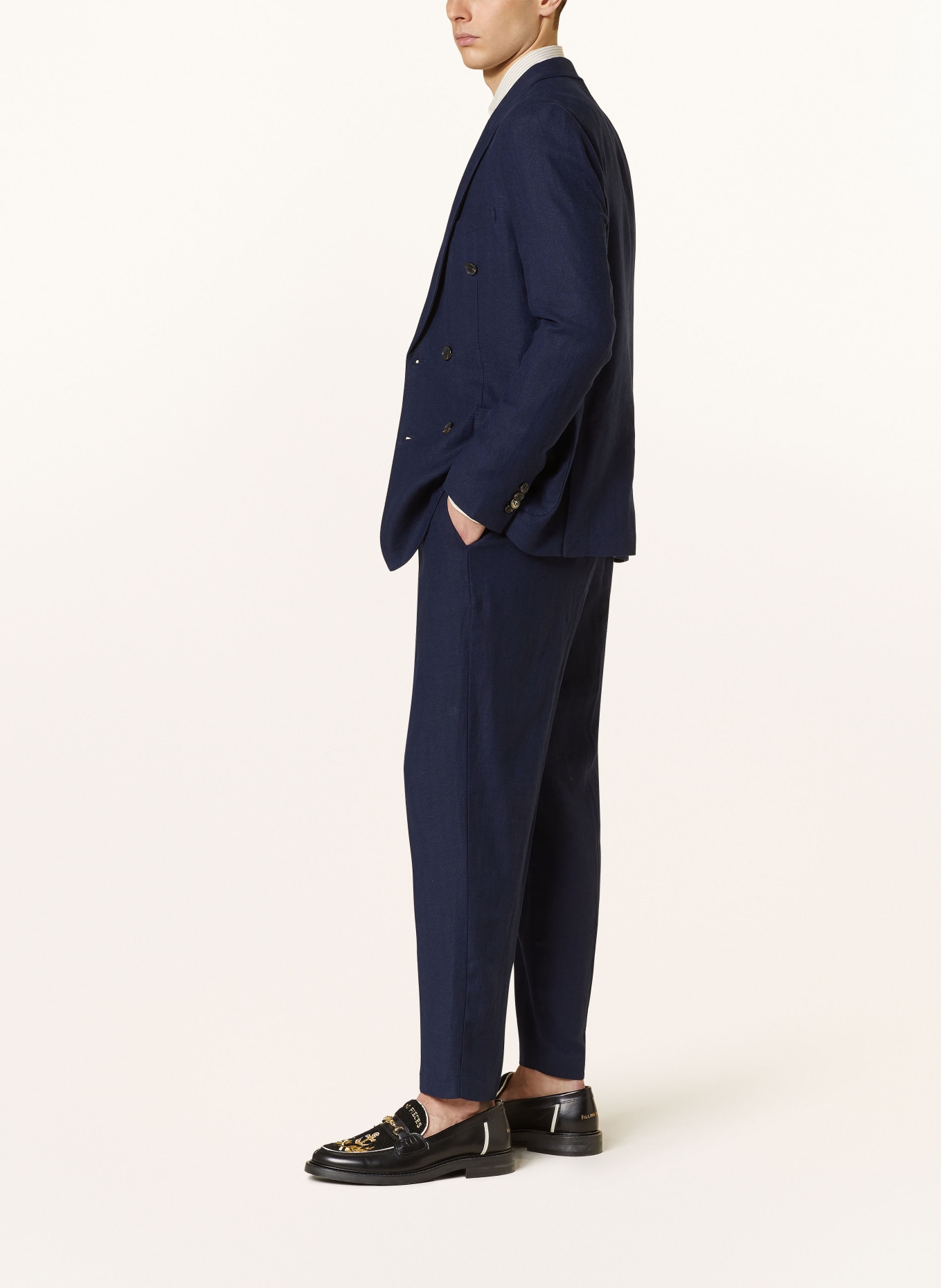SCOTCH & SODA Suit trousers SEASONAL tapered fit with linen, Color: DARK BLUE (Image 4)