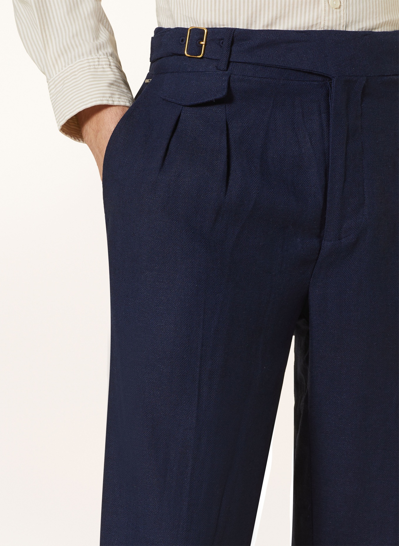 SCOTCH & SODA Spodnie garniturowe SEASONAL tapered fit z lnem, Kolor: GRANATOWY (Obrazek 5)