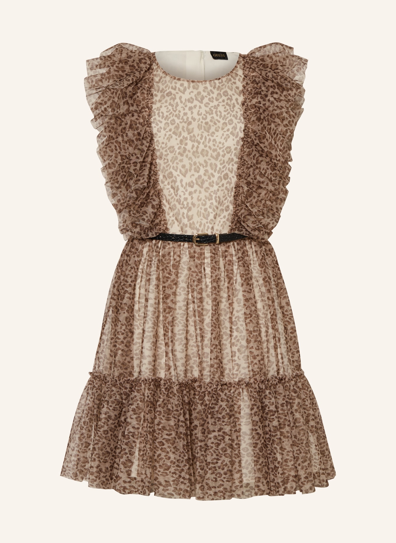 GUESS Mesh-Kleid mit Rüschen, Farbe: BEIGE/ BRAUN (Bild 1)