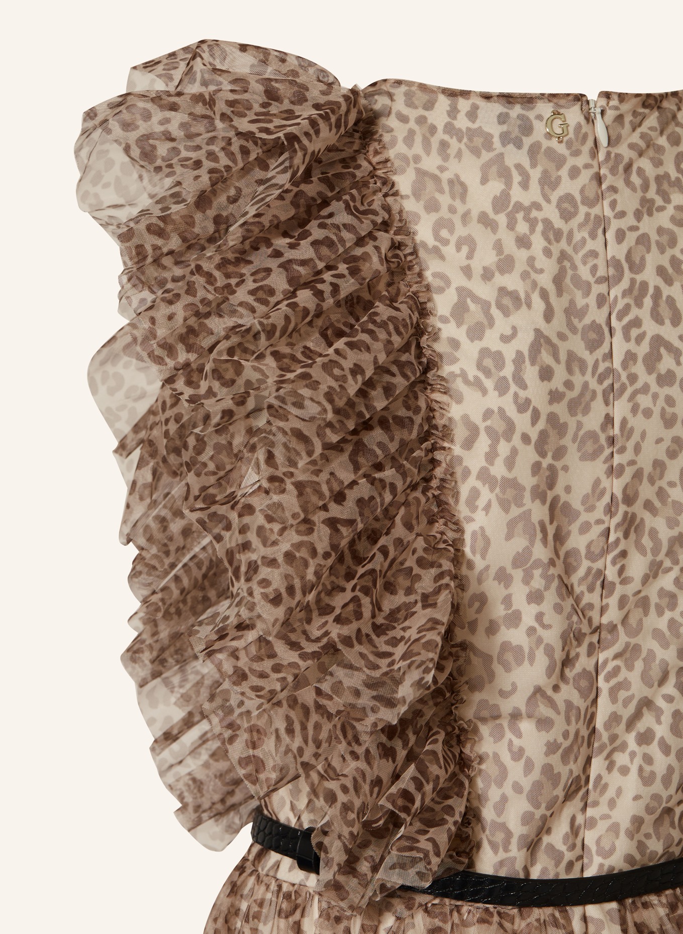 GUESS Mesh-Kleid mit Rüschen, Farbe: BEIGE/ BRAUN (Bild 3)