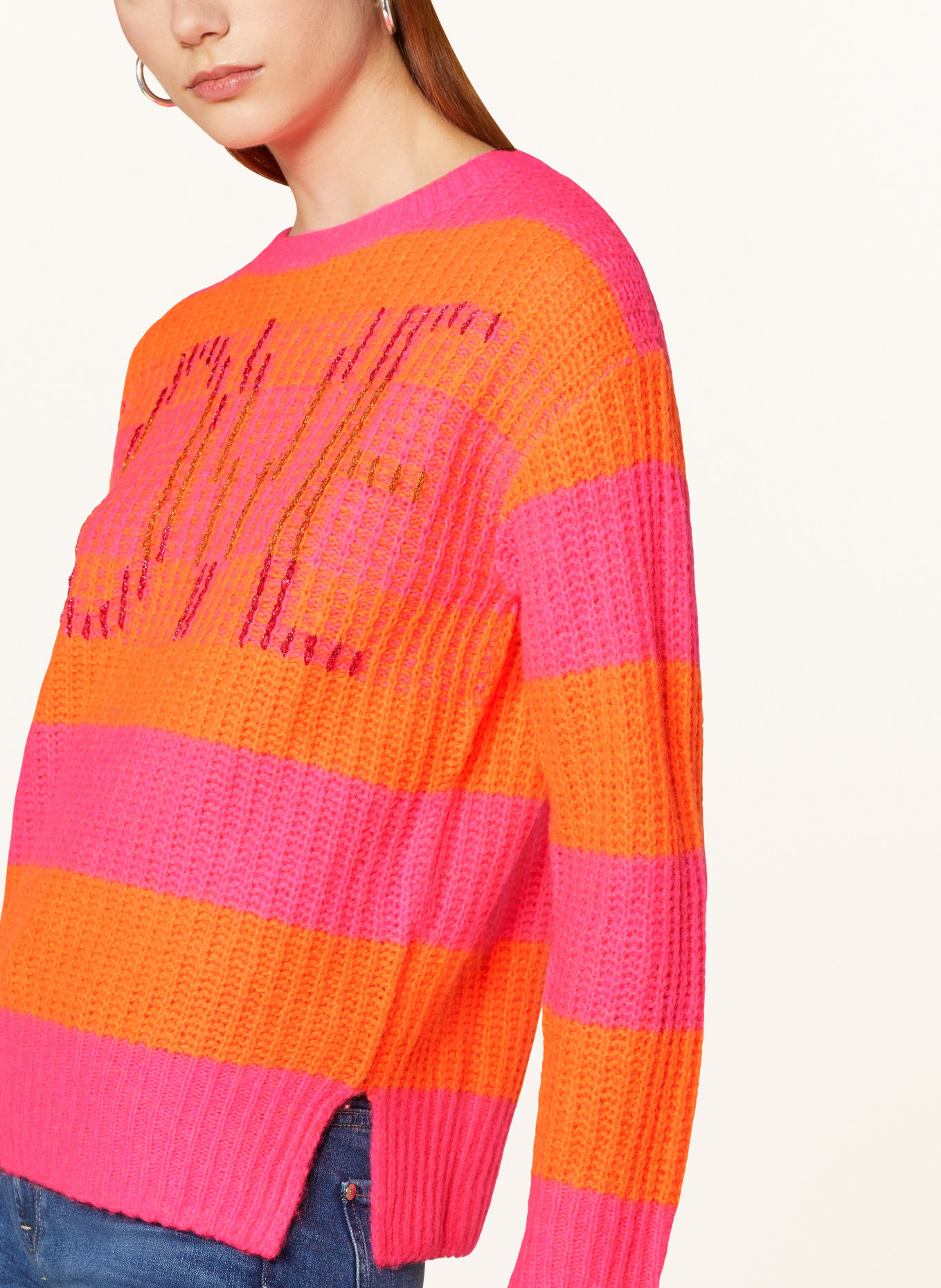 Princess GOES HOLLYWOOD Sweter z błyszczącą przędzą, Kolor: MOCNORÓŻOWY/ POMARAŃCZOWY (Obrazek 4)