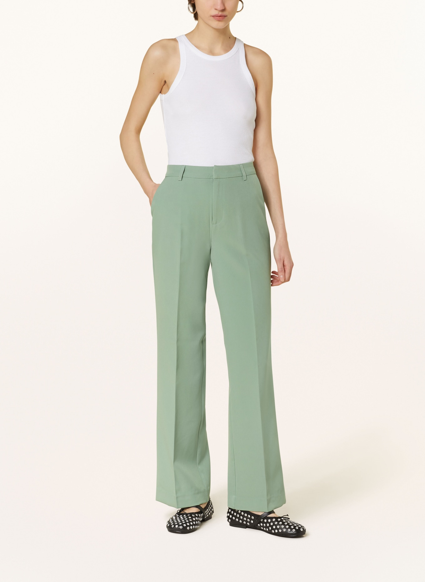 ONLY Wide leg trousers, Color: LIGHT GREEN (Image 2)