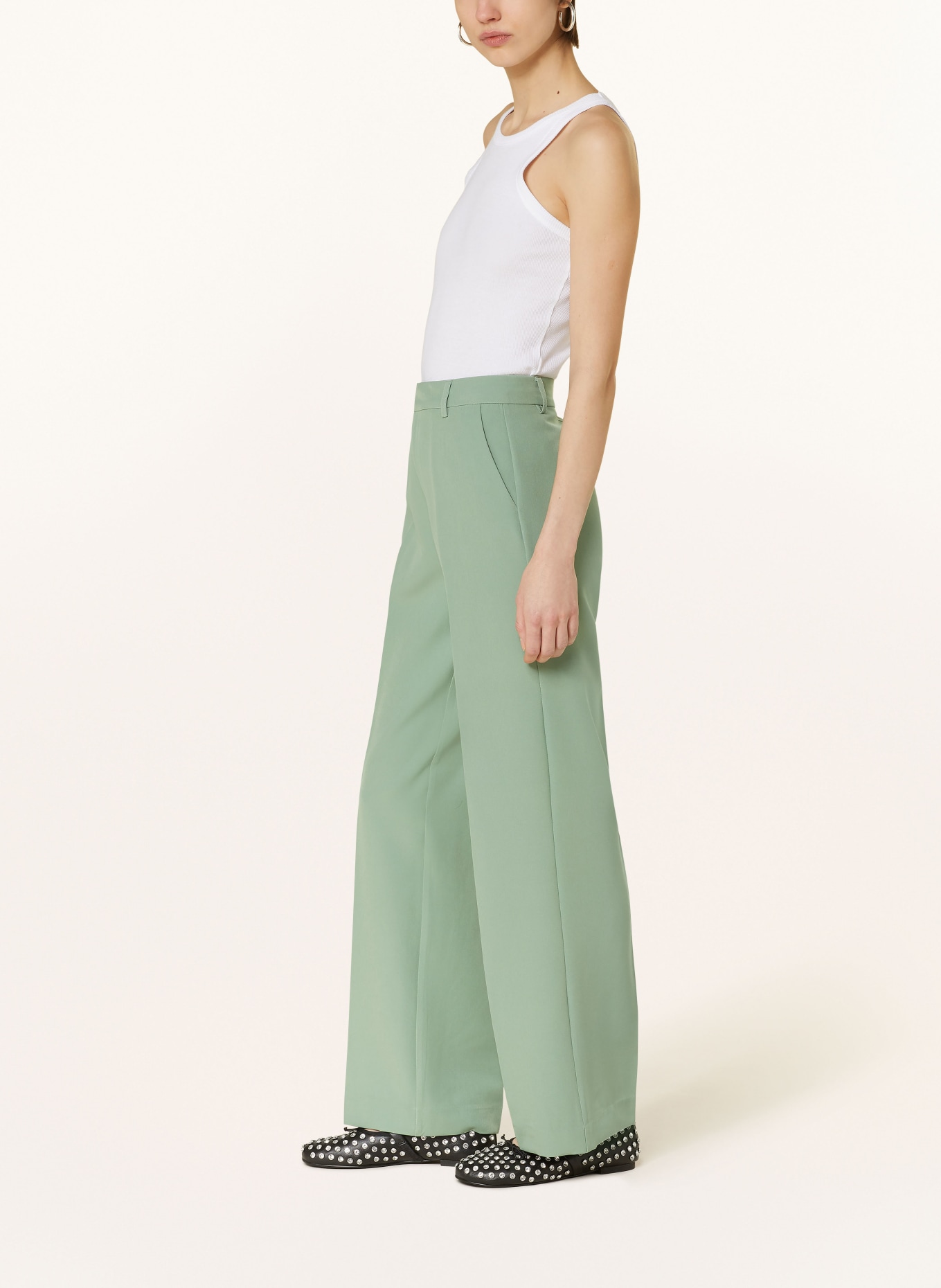 ONLY Wide leg trousers, Color: LIGHT GREEN (Image 4)