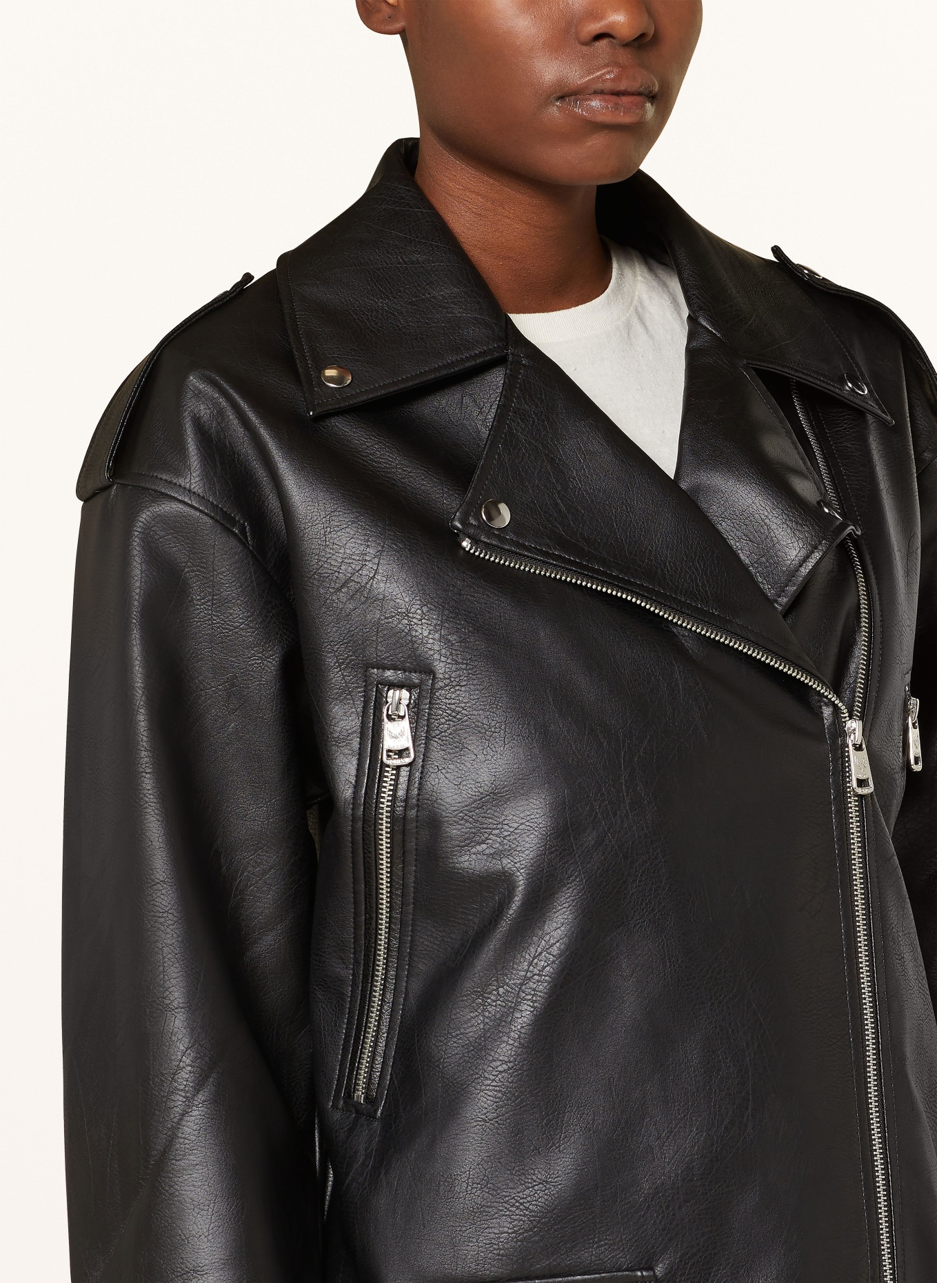 ONLY Oversized jacket leather look, Color: BLACK (Image 4)