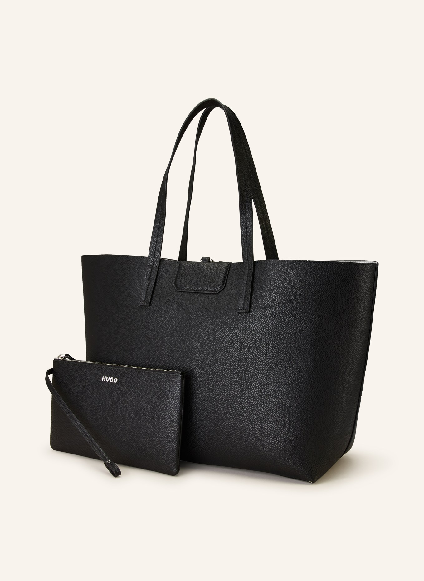 HUGO Shopper black with CHRIS pouch in
