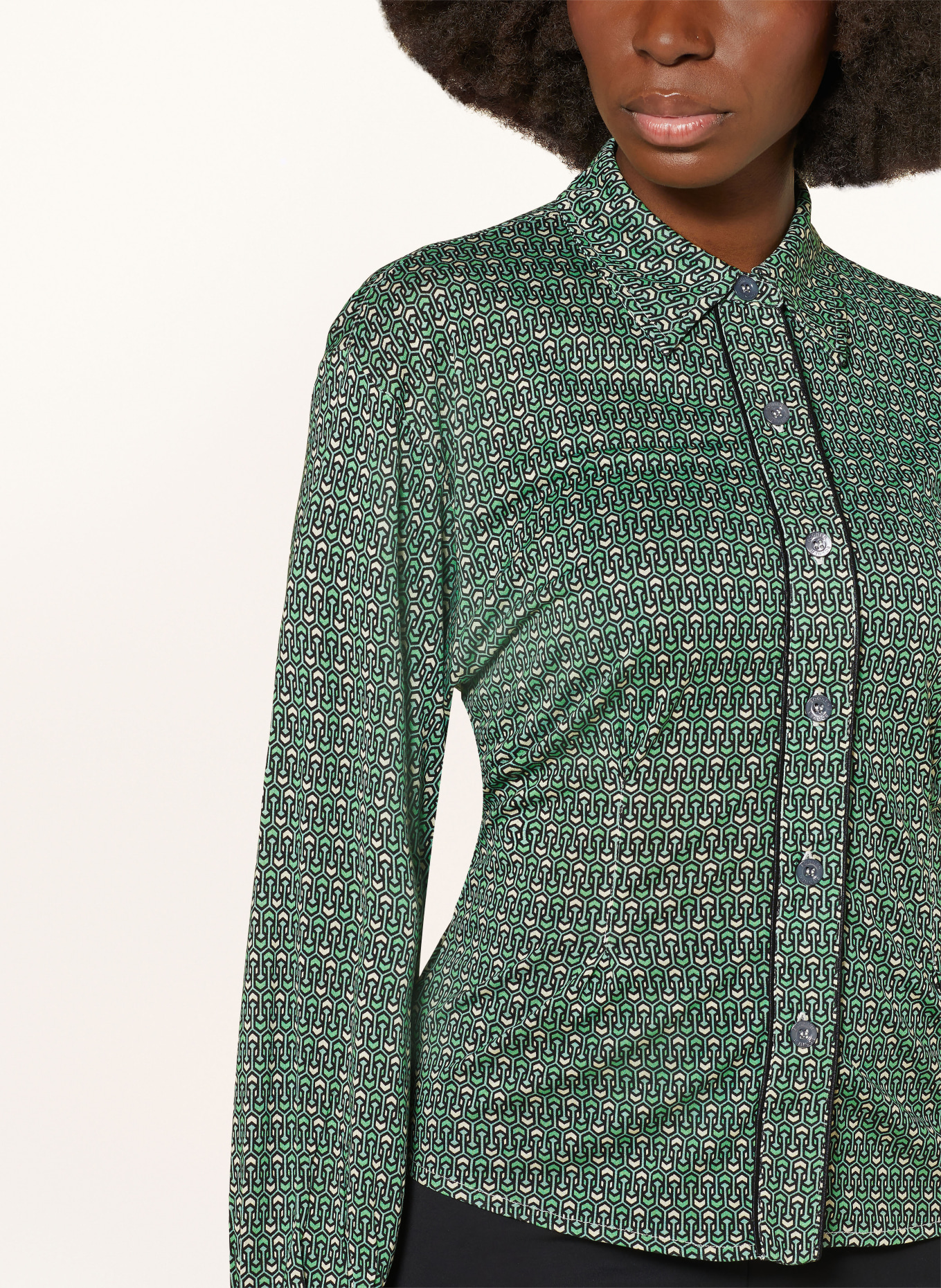 BOGNER Shirt blouse NYLA in silk, Color: GREEN/ BLACK/ CREAM (Image 4)