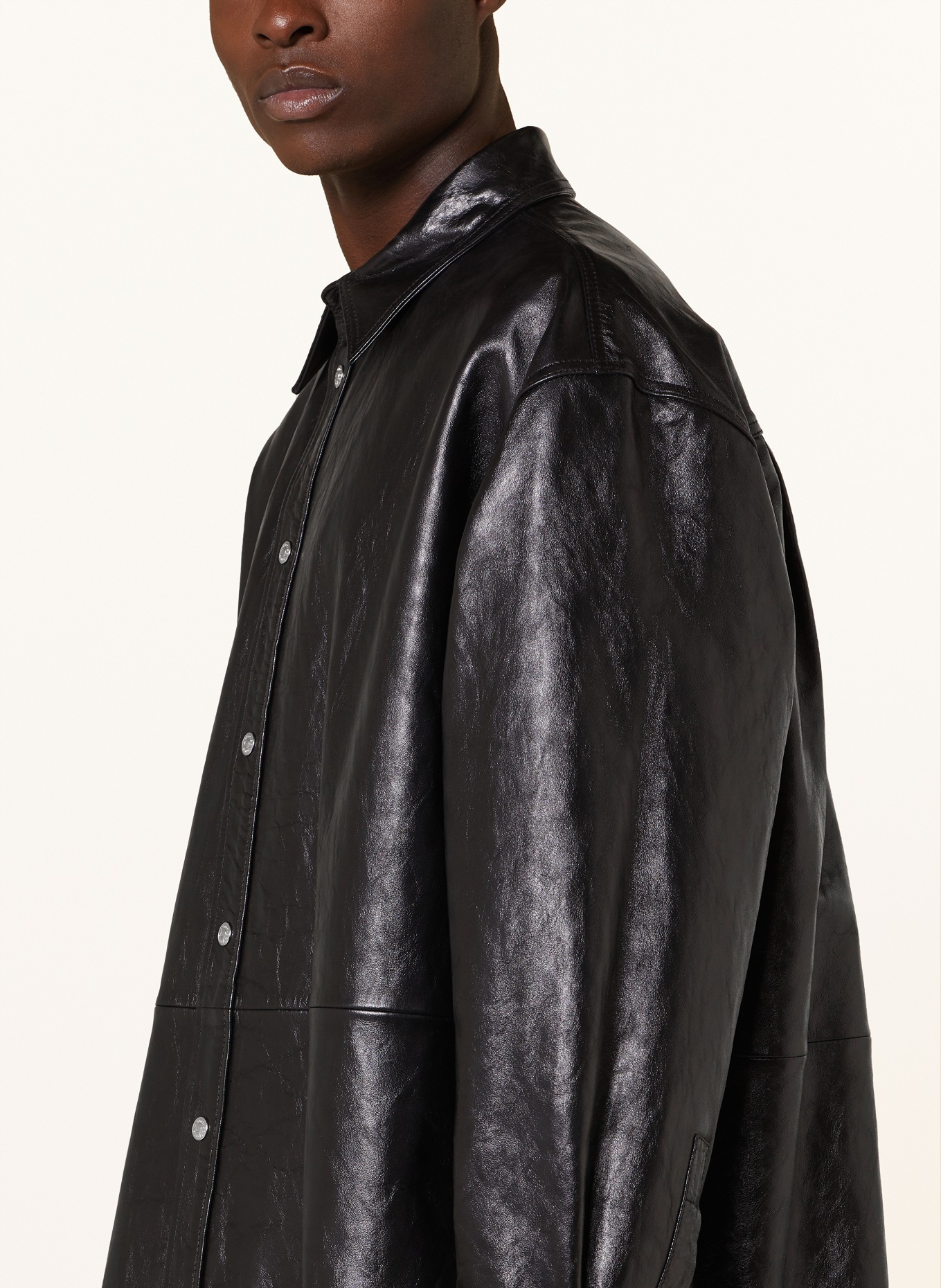 Acne Studios Leather overshirt, Color: BLACK (Image 4)