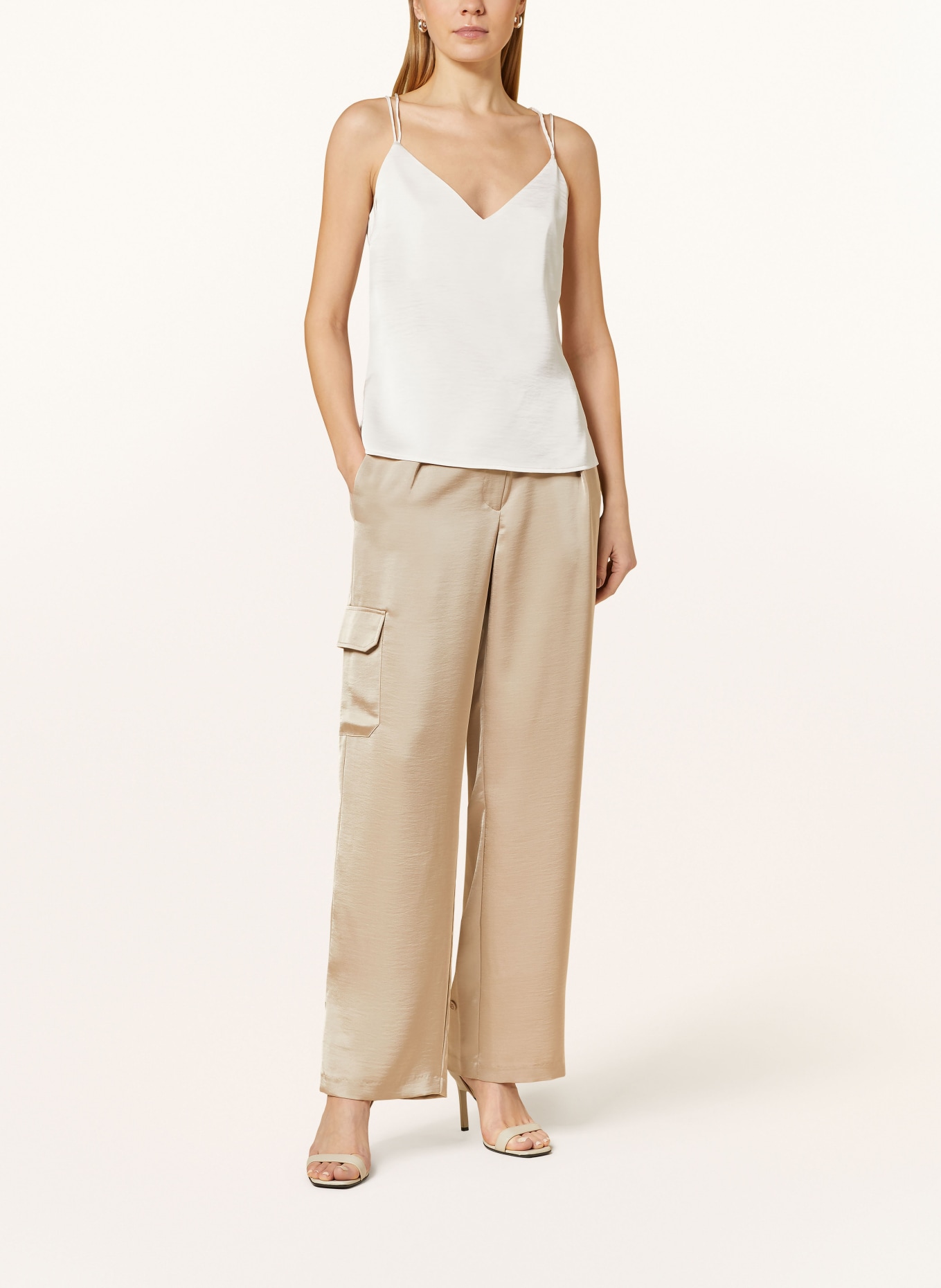 DANTE6 Wide leg trousers HARLOW made of satin, Color: TAUPE (Image 2)