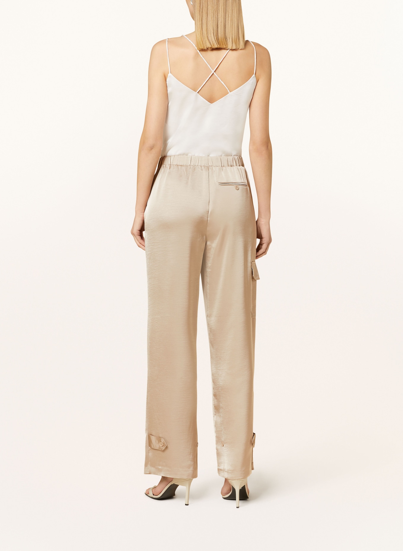 DANTE6 Wide leg trousers HARLOW made of satin, Color: TAUPE (Image 3)
